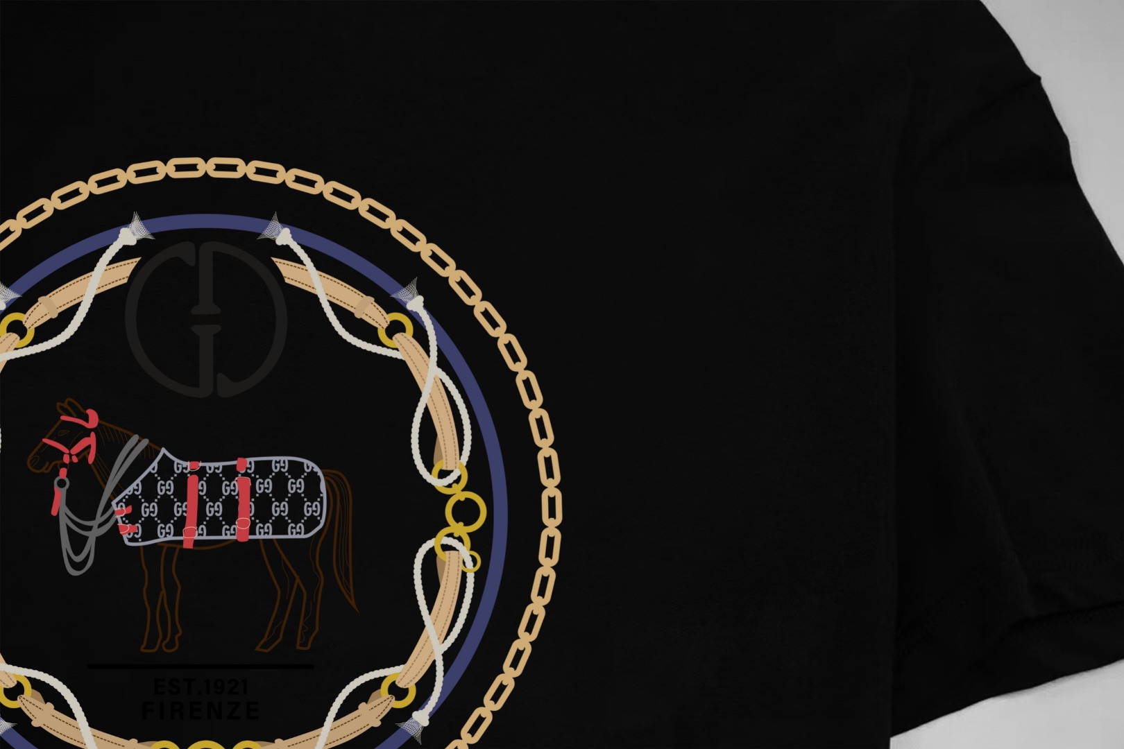 Gucci gucci/古驰《 马年限定logo字母》 印花双纱纯棉短袖