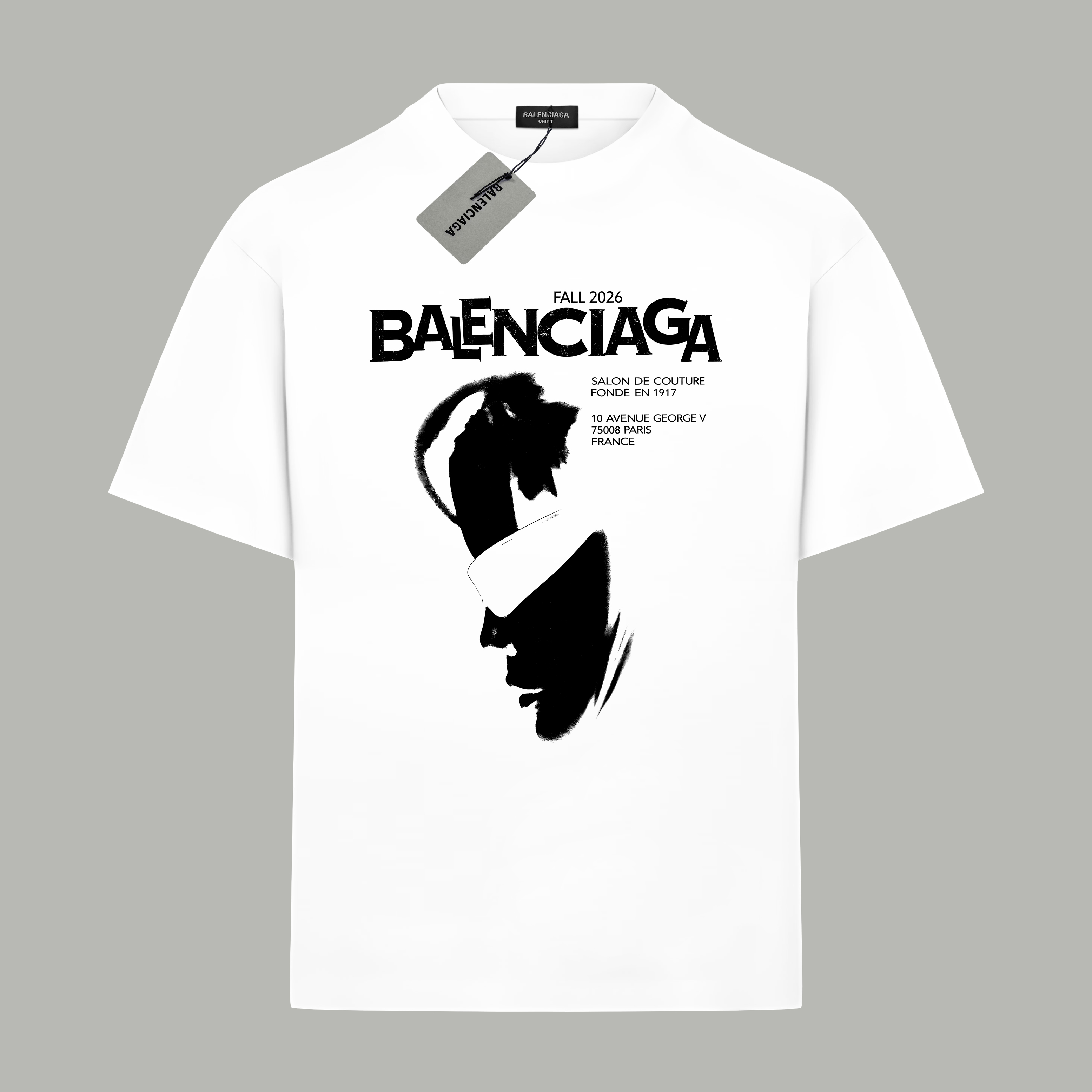 Balenciaga BALENCIAGA/巴黎世家《 限定人像logo字母》 印花双纱纯棉短袖