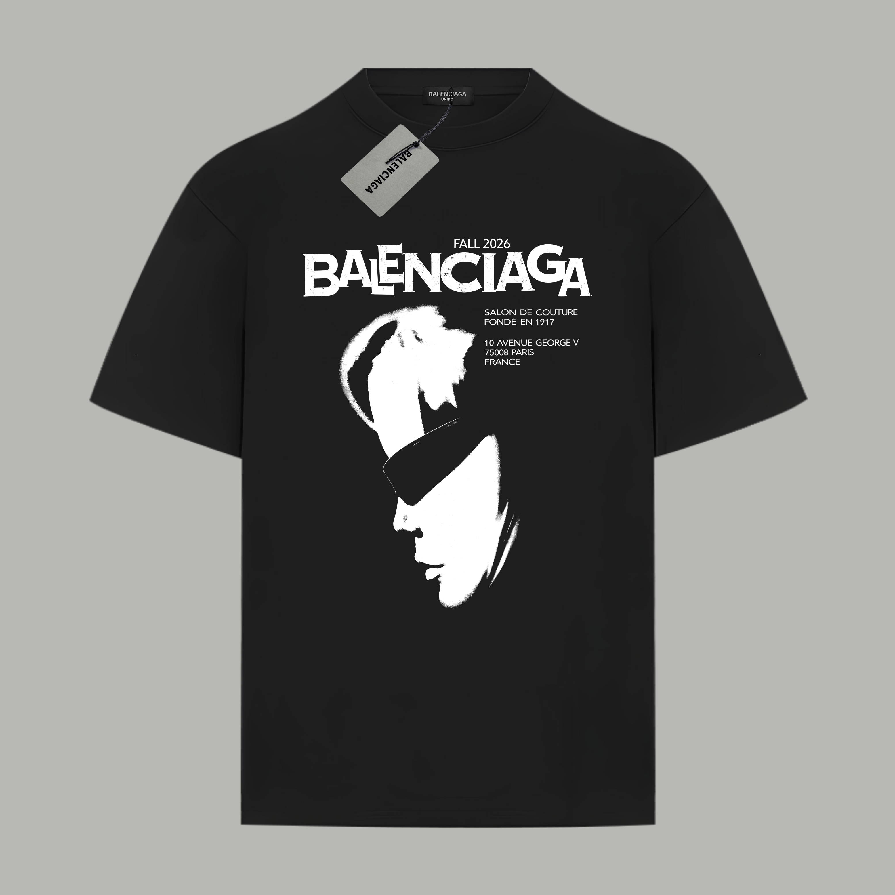 Balenciaga BALENCIAGA/巴黎世家《 限定人像logo字母》 印花双纱纯棉短袖