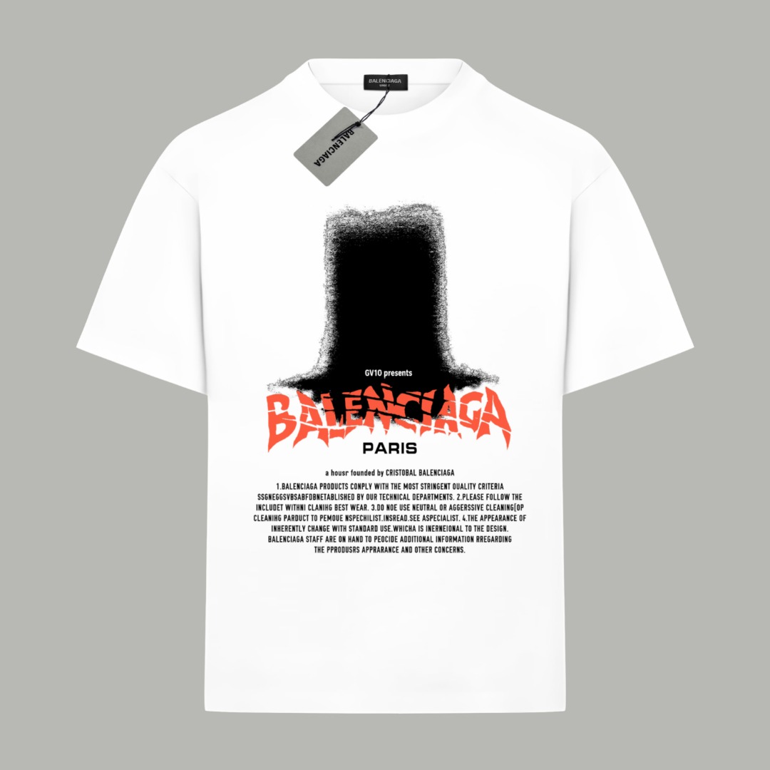 Balenciaga BALENCIAGA/巴黎世家《 限定秀款破损logo字母》 印花双纱纯棉短袖