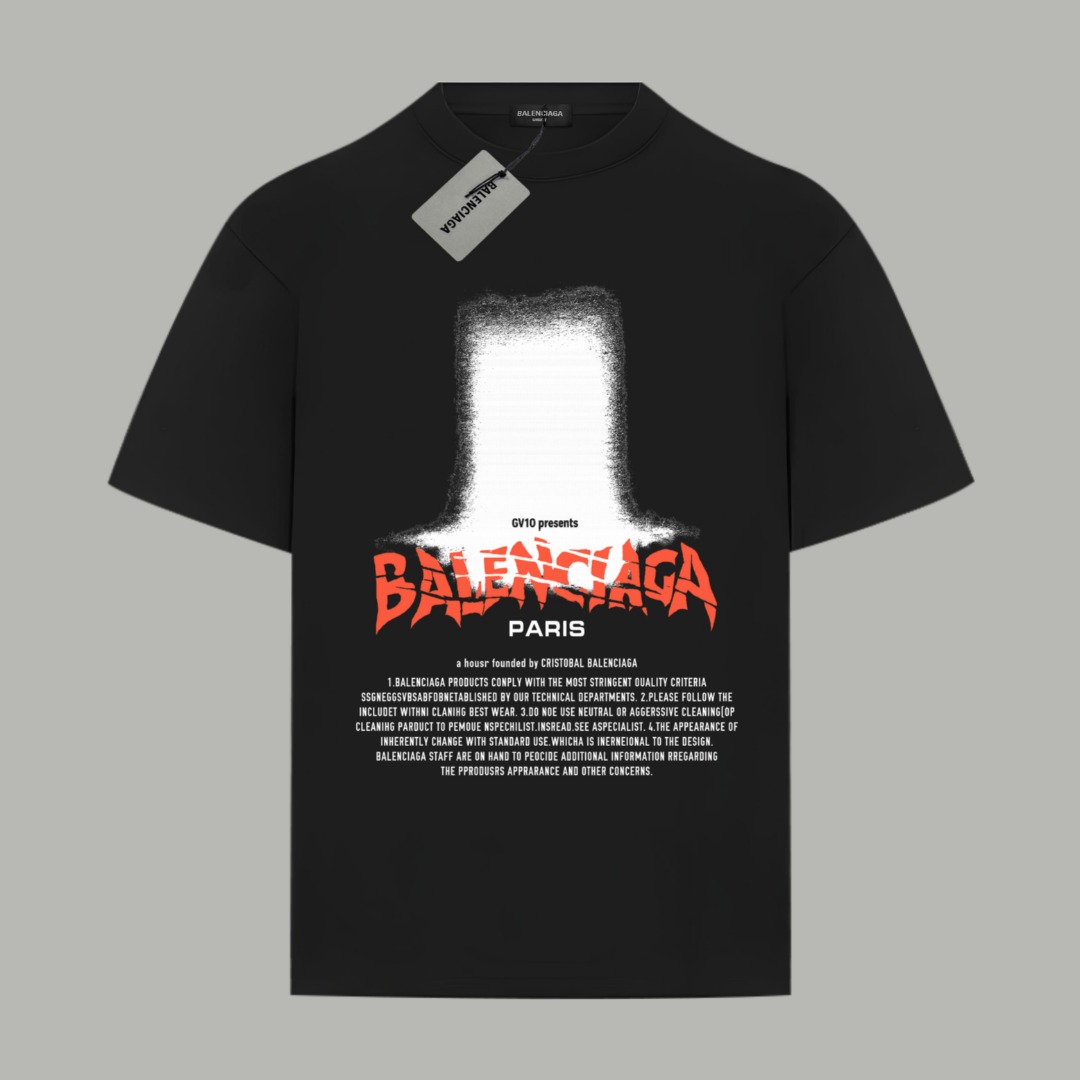 Balenciaga BALENCIAGA/巴黎世家《 限定秀款破损logo字母》 印花双纱纯棉短袖
