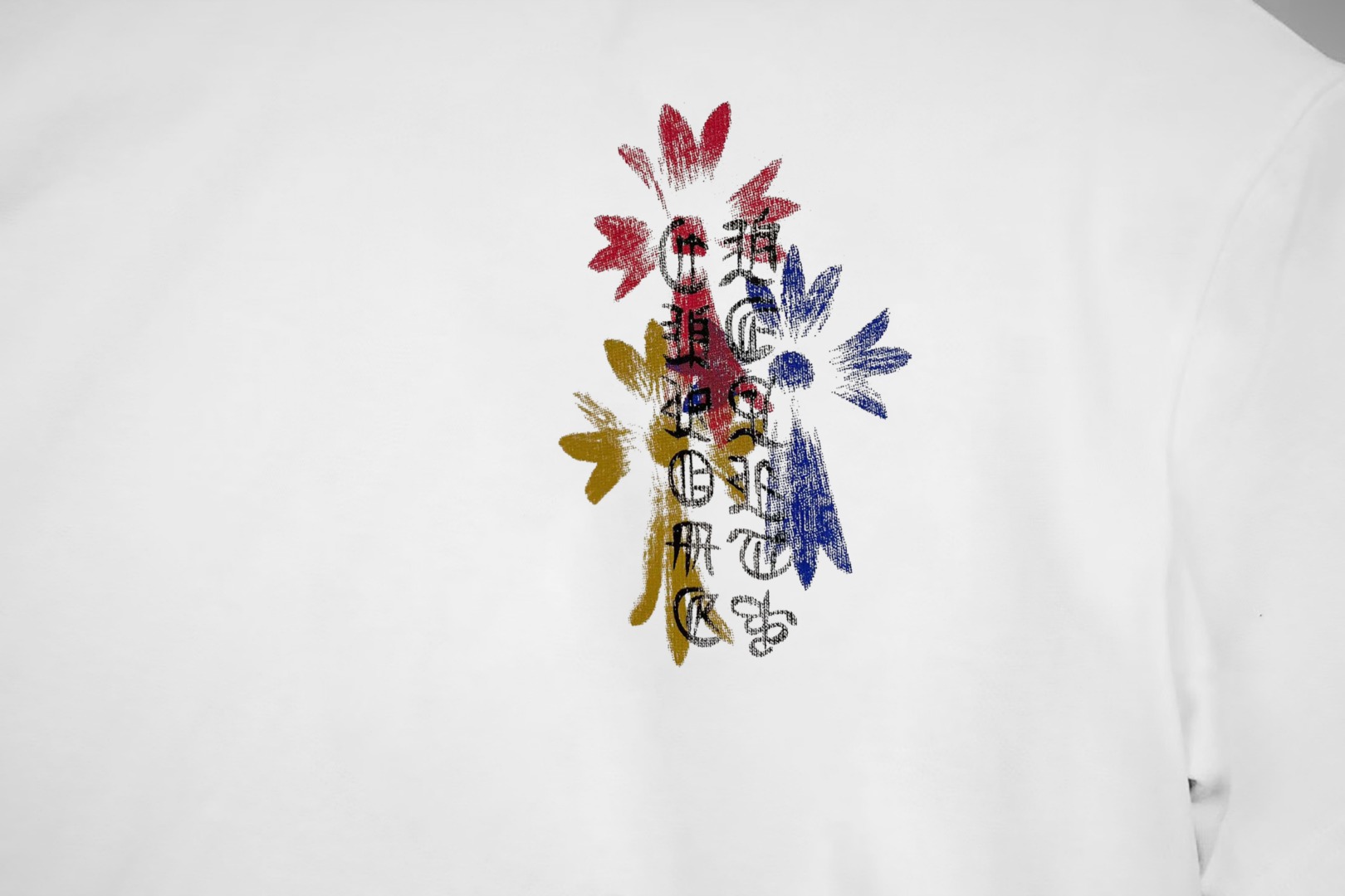 Chrome Hearts 𝗖𝗵𝗿𝗼𝗺𝗲 𝗛𝗲𝗮𝗿𝘁𝘀/克罗心 《 限定手绘涂鸦十字架马蹄logo》 印花双纱纯棉短袖