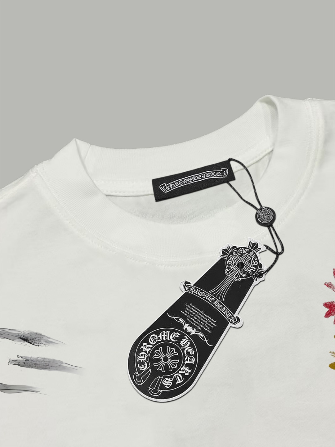 Chrome Hearts 𝗖𝗵𝗿𝗼𝗺𝗲 𝗛𝗲𝗮𝗿𝘁𝘀/克罗心 《 限定手绘涂鸦十字架马蹄logo》 印花双纱纯棉短袖