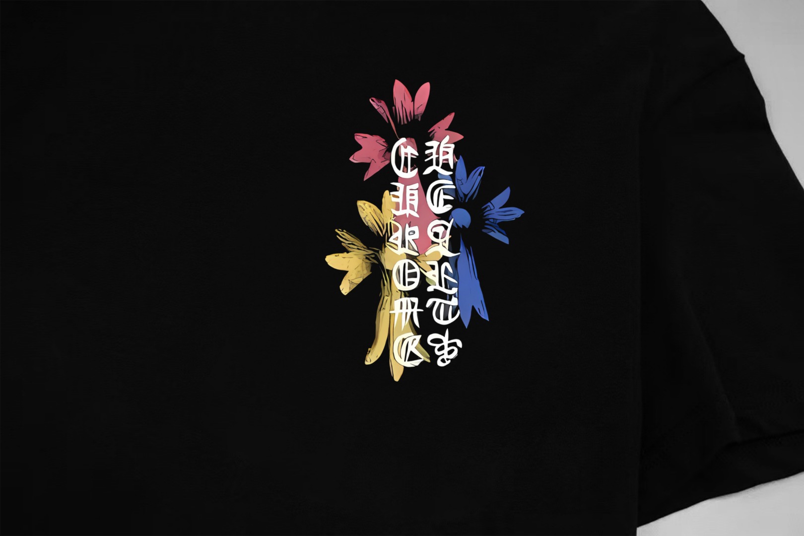 Chrome Hearts 𝗖𝗵𝗿𝗼𝗺𝗲 𝗛𝗲𝗮𝗿𝘁𝘀/克罗心 《 限定手绘涂鸦十字架马蹄logo》 印花双纱纯棉短袖