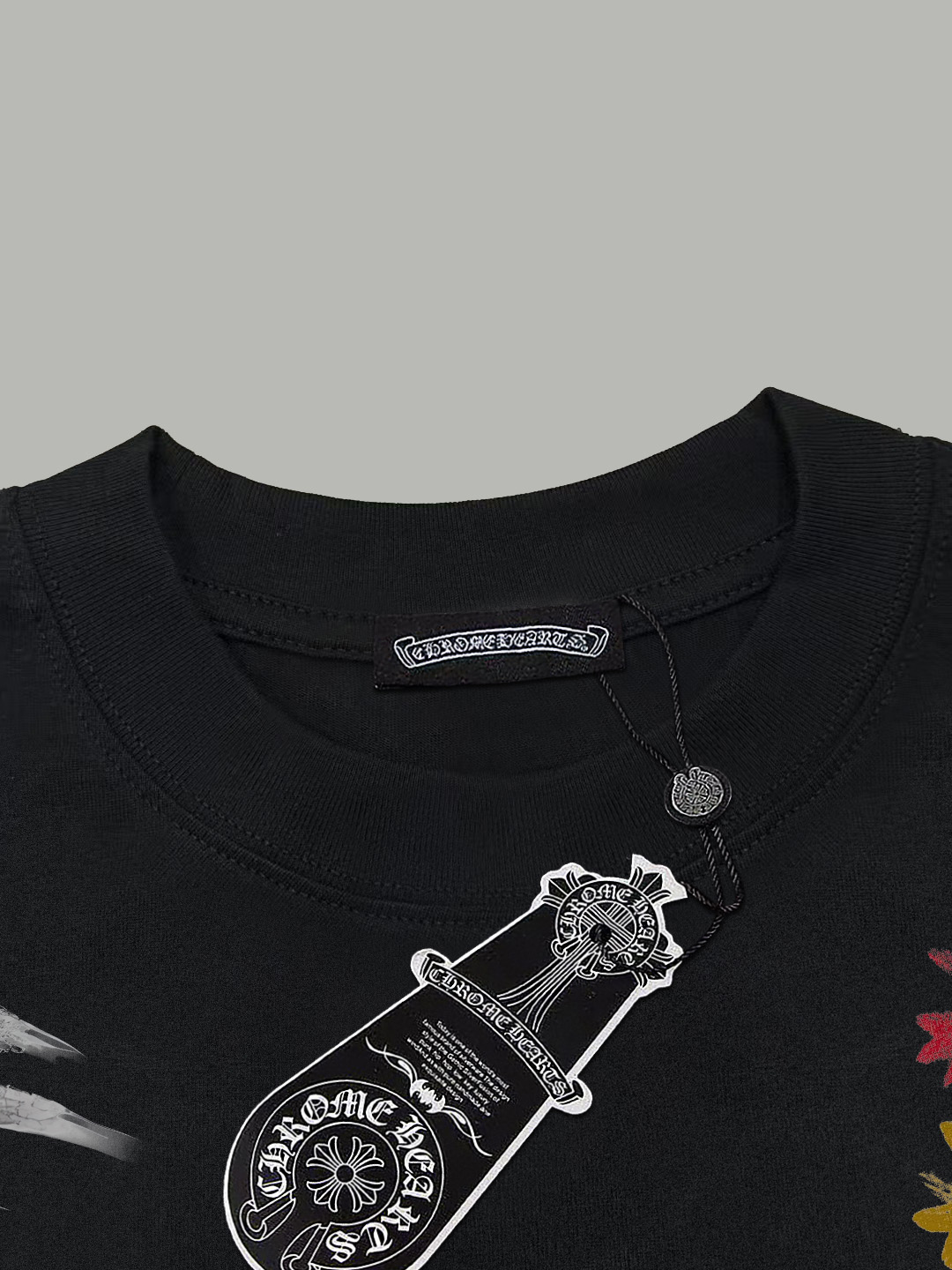 Chrome Hearts 𝗖𝗵𝗿𝗼𝗺𝗲 𝗛𝗲𝗮𝗿𝘁𝘀/克罗心 《 限定手绘涂鸦十字架马蹄logo》 印花双纱纯棉短袖