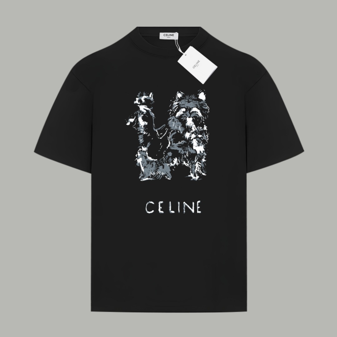 Celine Celine/ 赛琳 《 卡通动物涂鸦logo字母》 印花双纱纯棉短袖