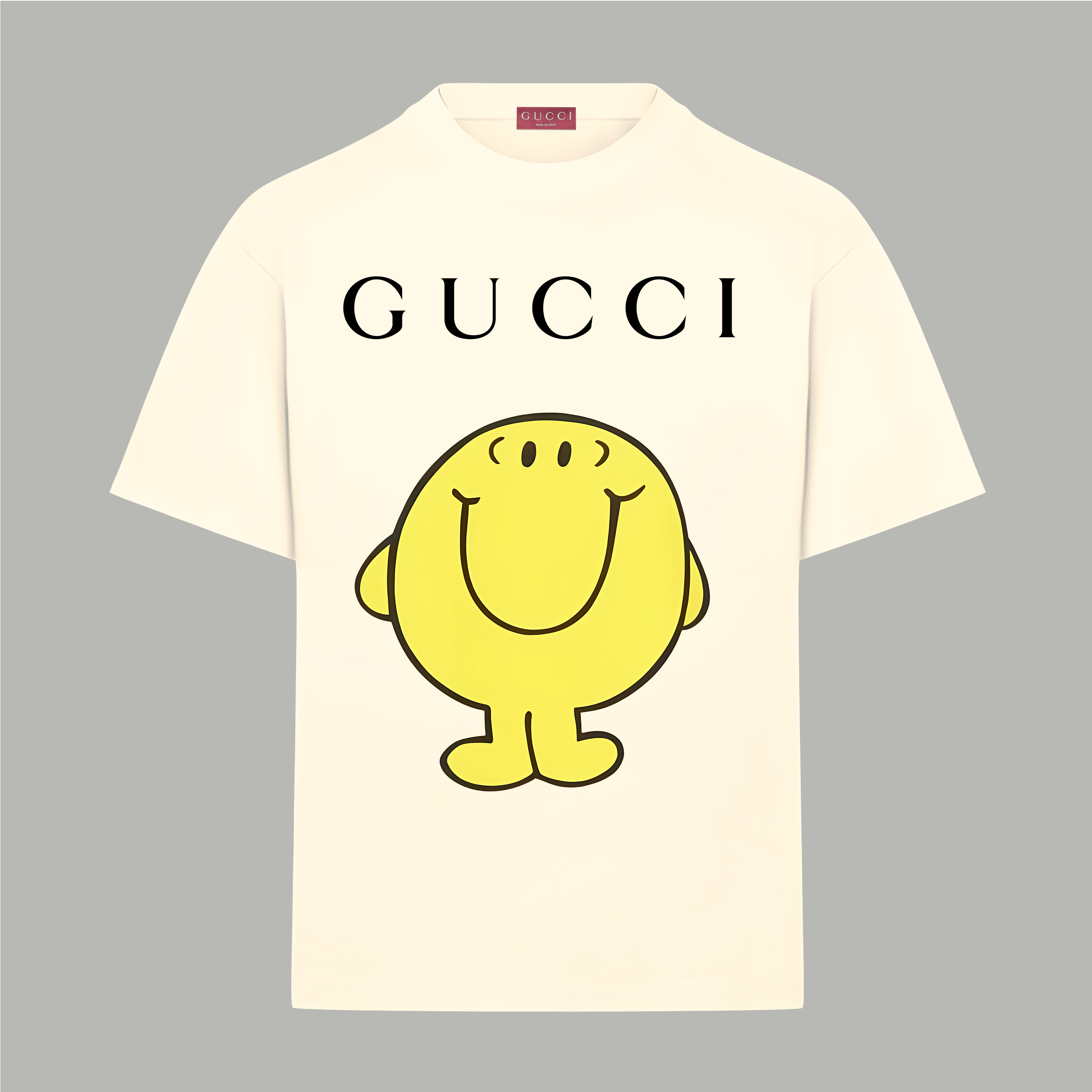Gucci gucci/古驰《 卡通笑脸小人logo字母》 印花双纱纯棉短袖