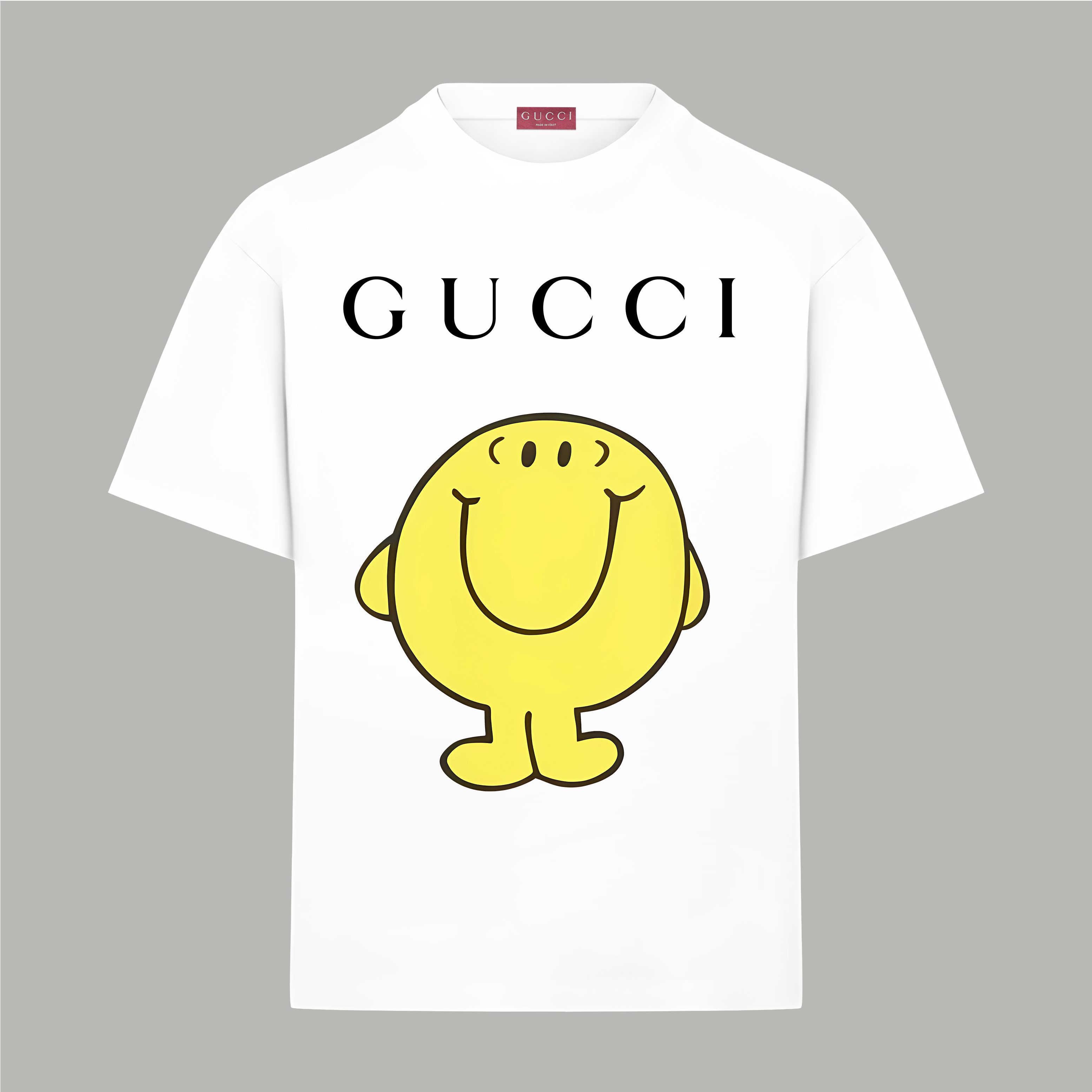 Gucci gucci/古驰《 卡通笑脸小人logo字母》 印花双纱纯棉短袖
