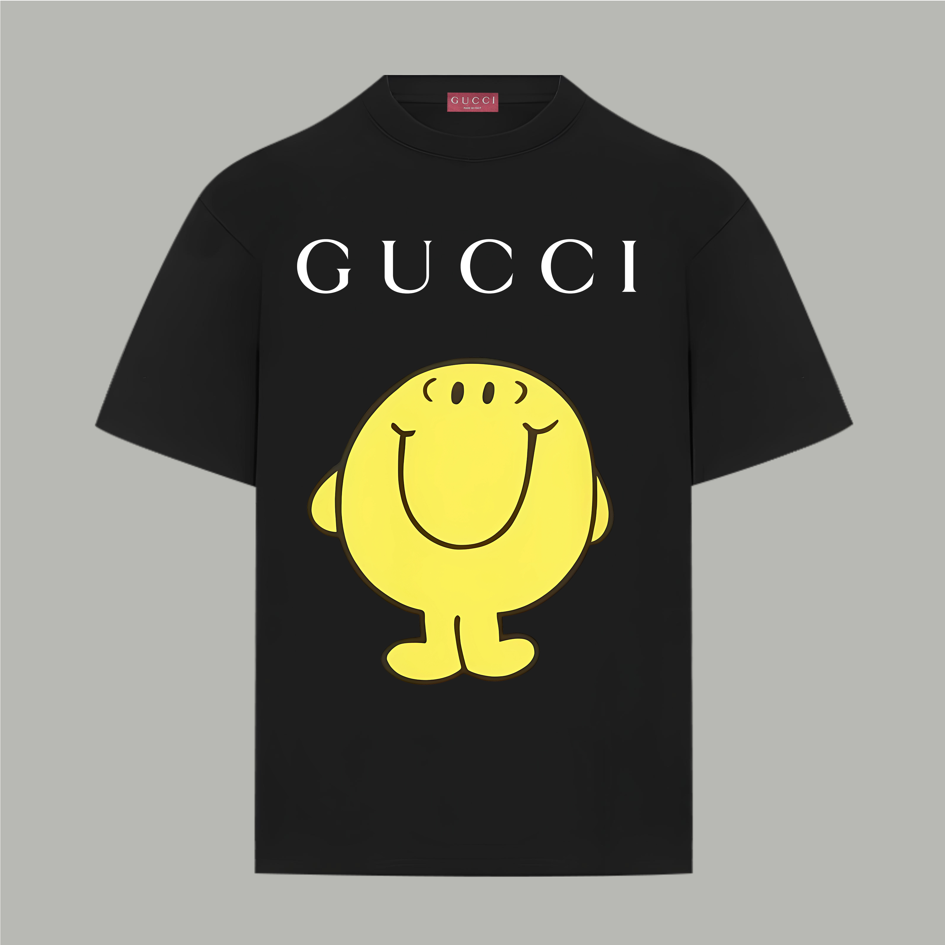 Gucci gucci/古驰《 卡通笑脸小人logo字母》 印花双纱纯棉短袖