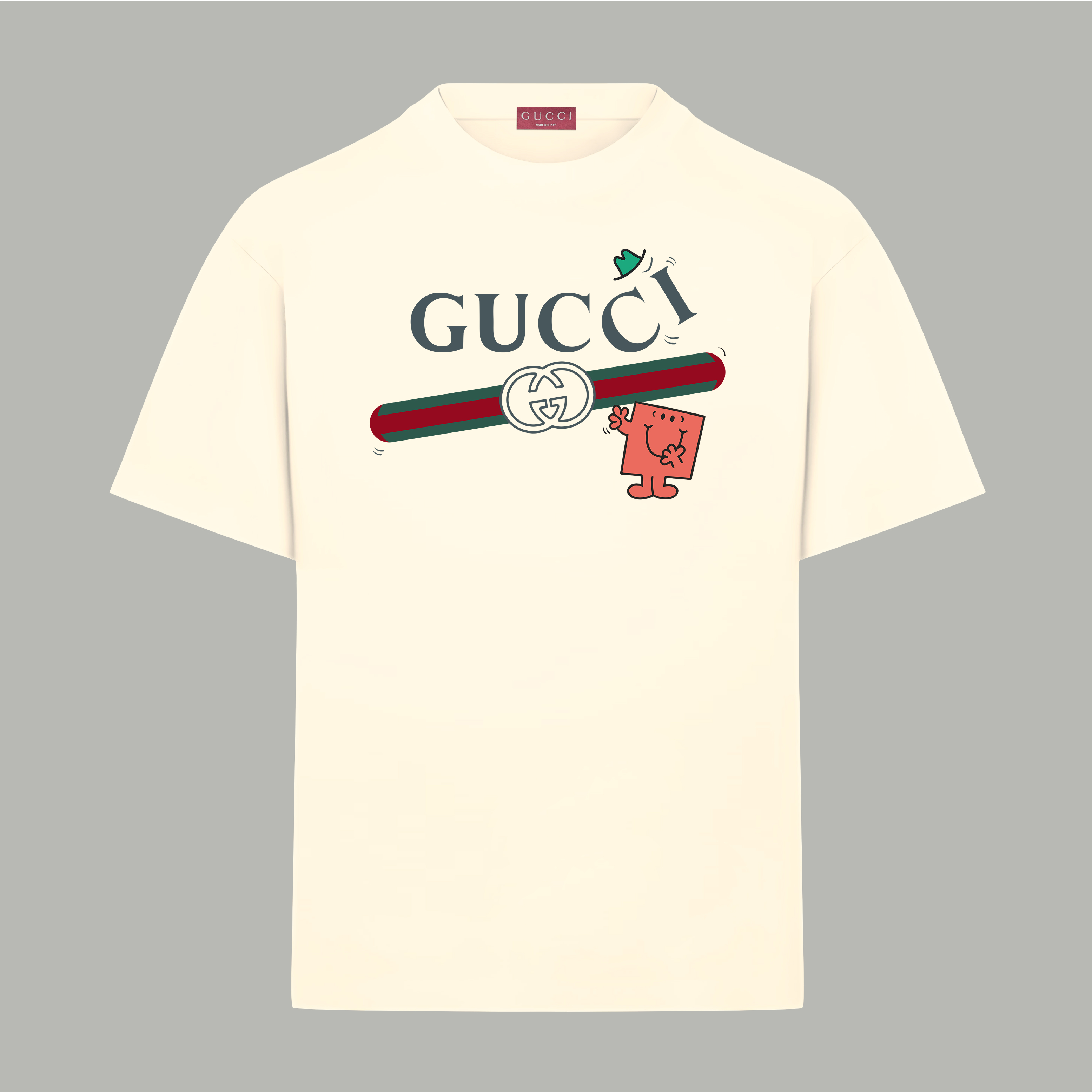 Gucci gucci/古驰《 限定卡通拼图小人logo》 印花双纱纯棉短袖