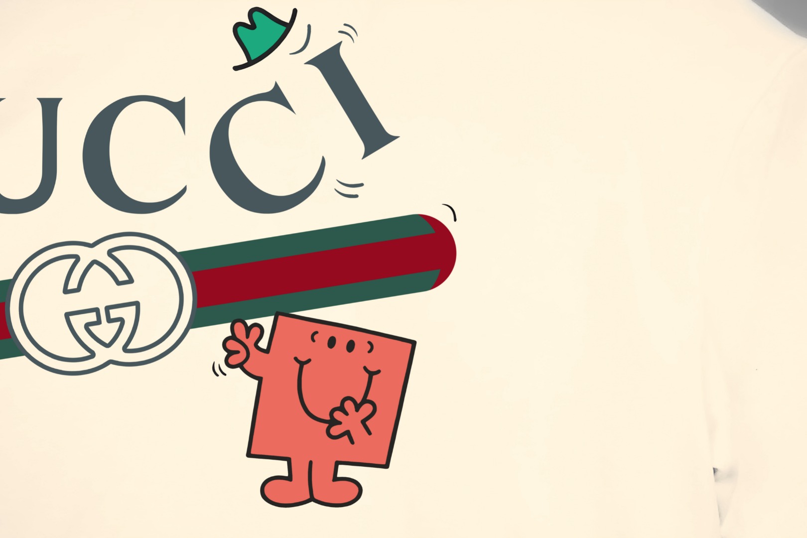 Gucci gucci/古驰《 限定卡通拼图小人logo》 印花双纱纯棉短袖