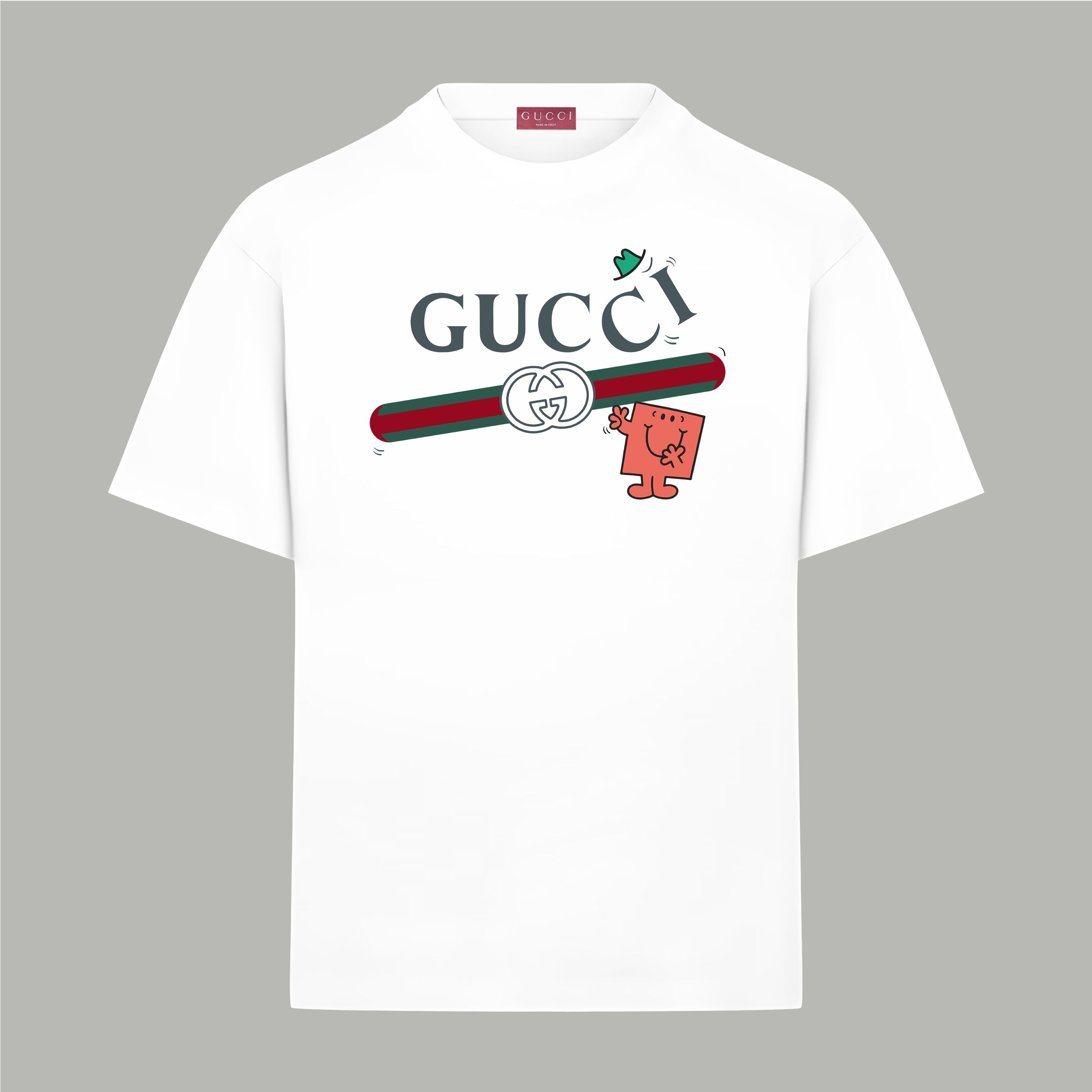 Gucci gucci/古驰《 限定卡通拼图小人logo》 印花双纱纯棉短袖