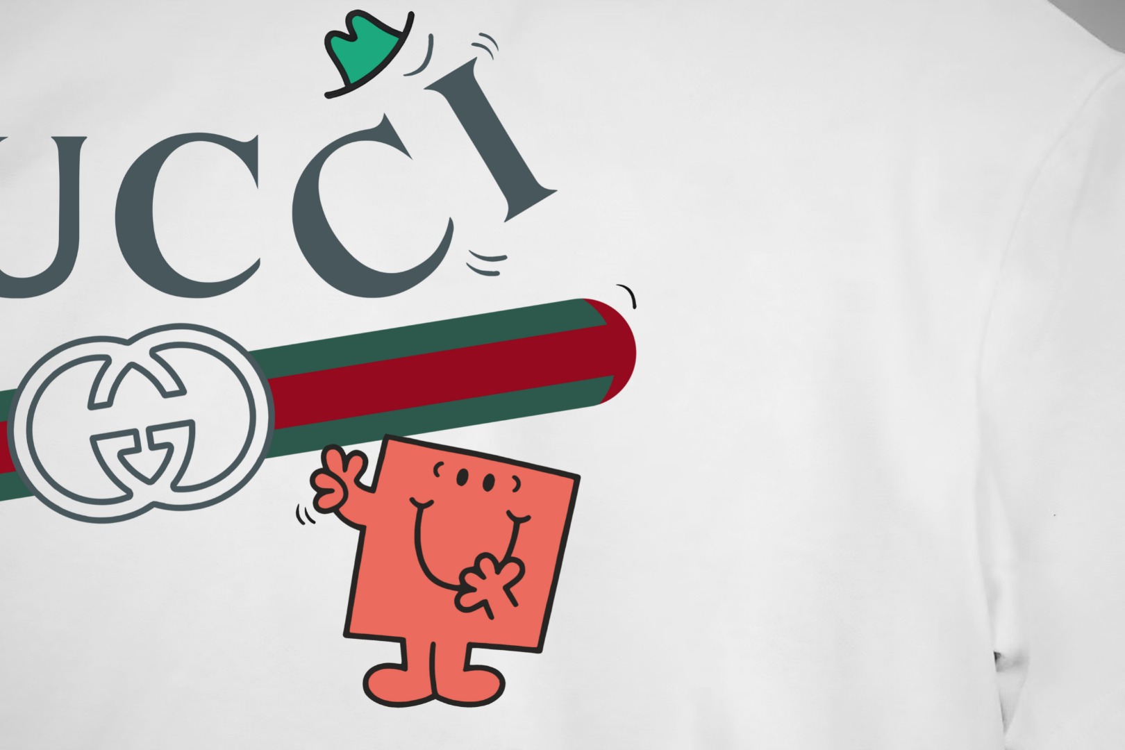 Gucci gucci/古驰《 限定卡通拼图小人logo》 印花双纱纯棉短袖