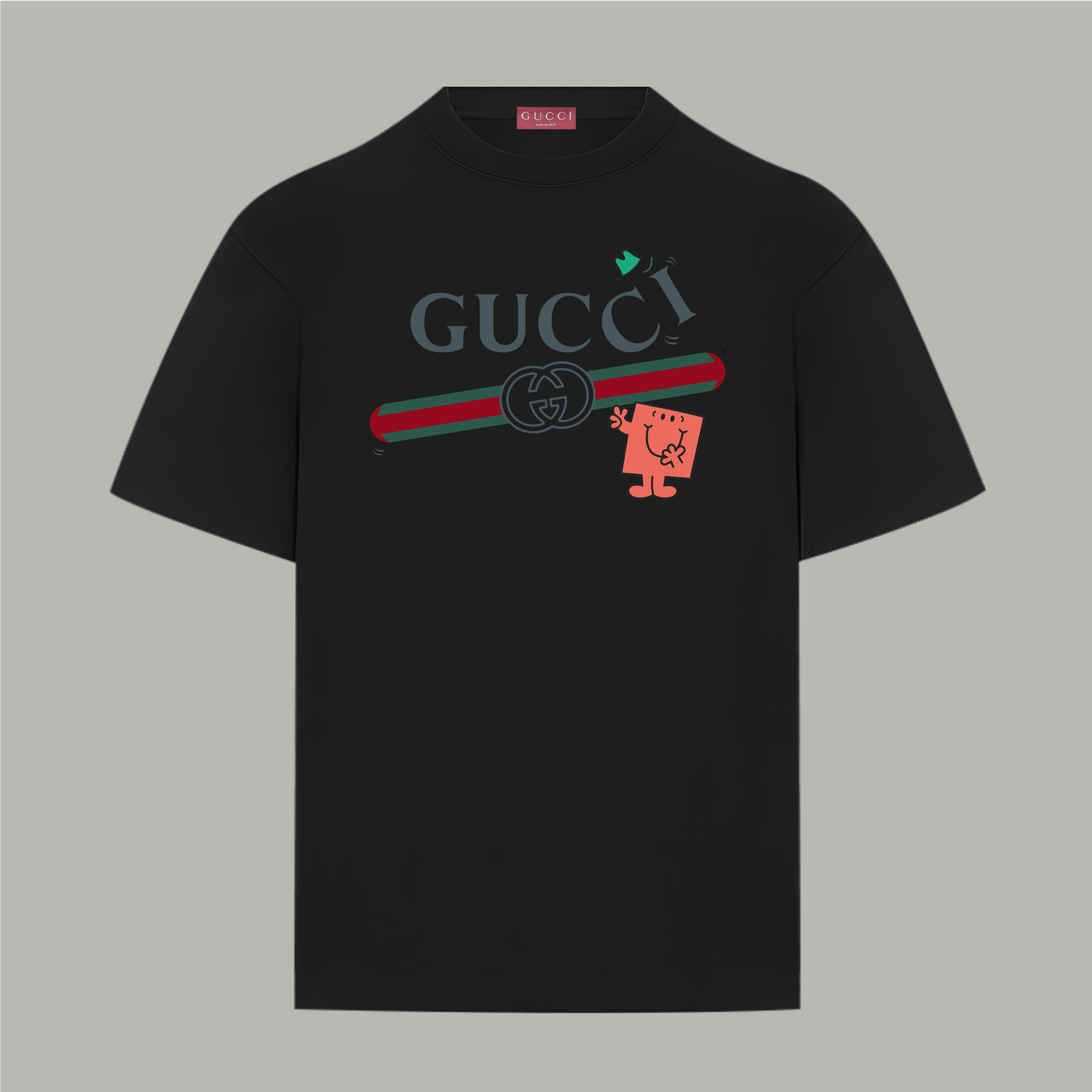 Gucci gucci/古驰《 限定卡通拼图小人logo》 印花双纱纯棉短袖