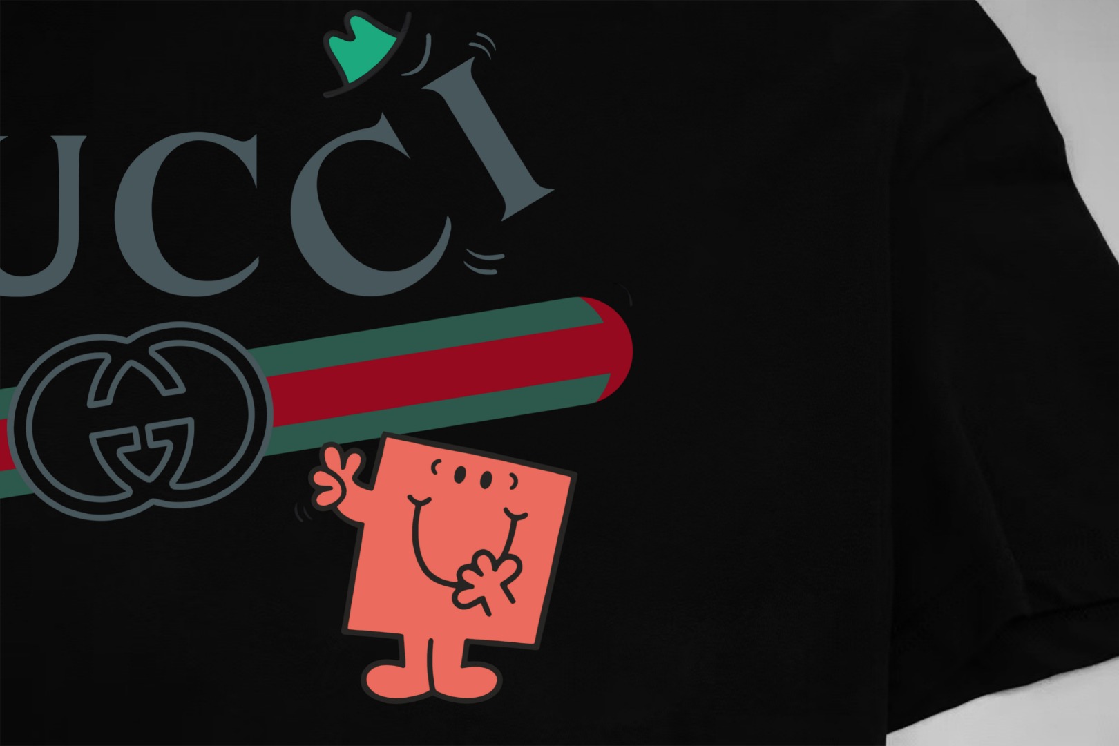 Gucci gucci/古驰《 限定卡通拼图小人logo》 印花双纱纯棉短袖