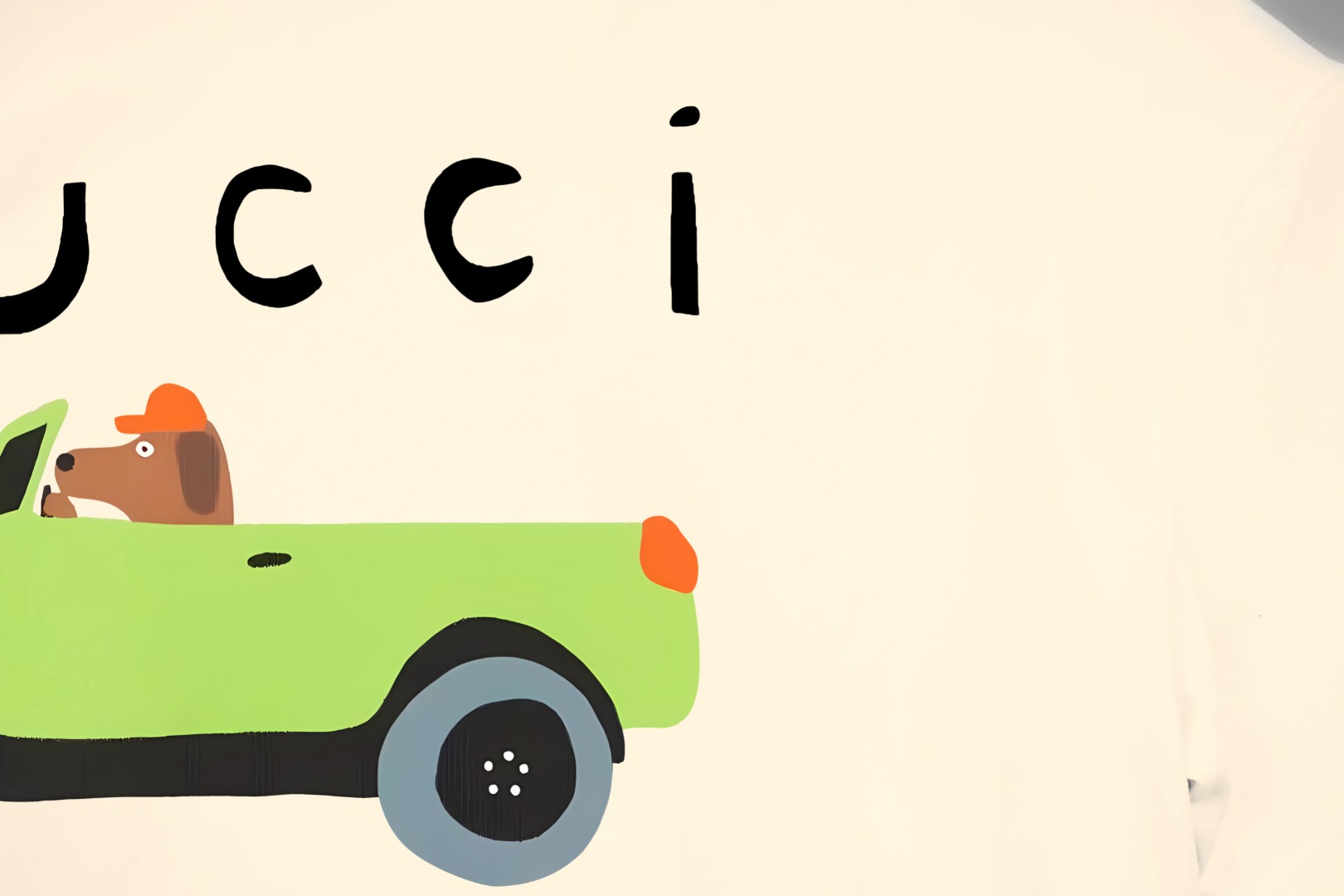 Gucci gucci/古驰《 卡通汽车小狗logo字母》 印花双纱纯棉短袖