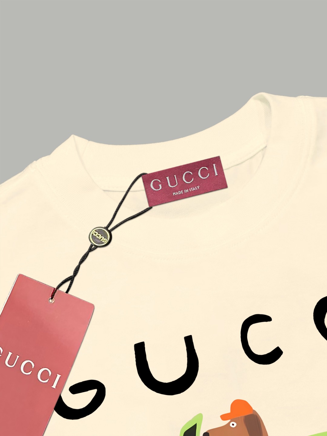 Gucci gucci/古驰《 卡通汽车小狗logo字母》 印花双纱纯棉短袖