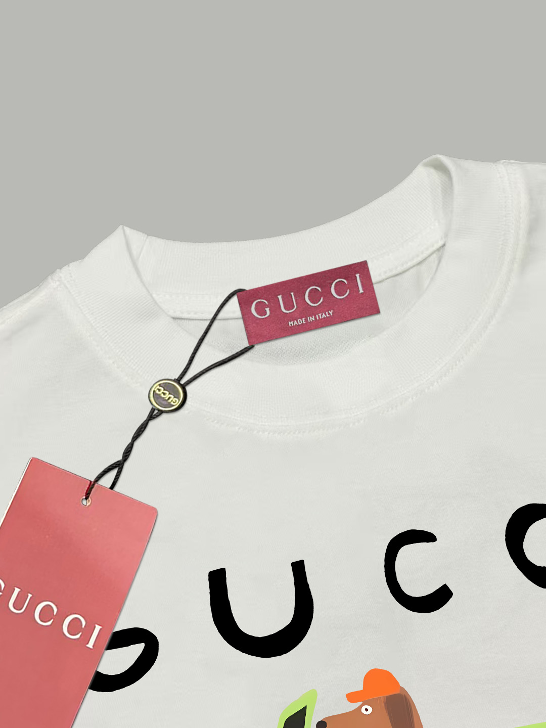 Gucci gucci/古驰《 卡通汽车小狗logo字母》 印花双纱纯棉短袖
