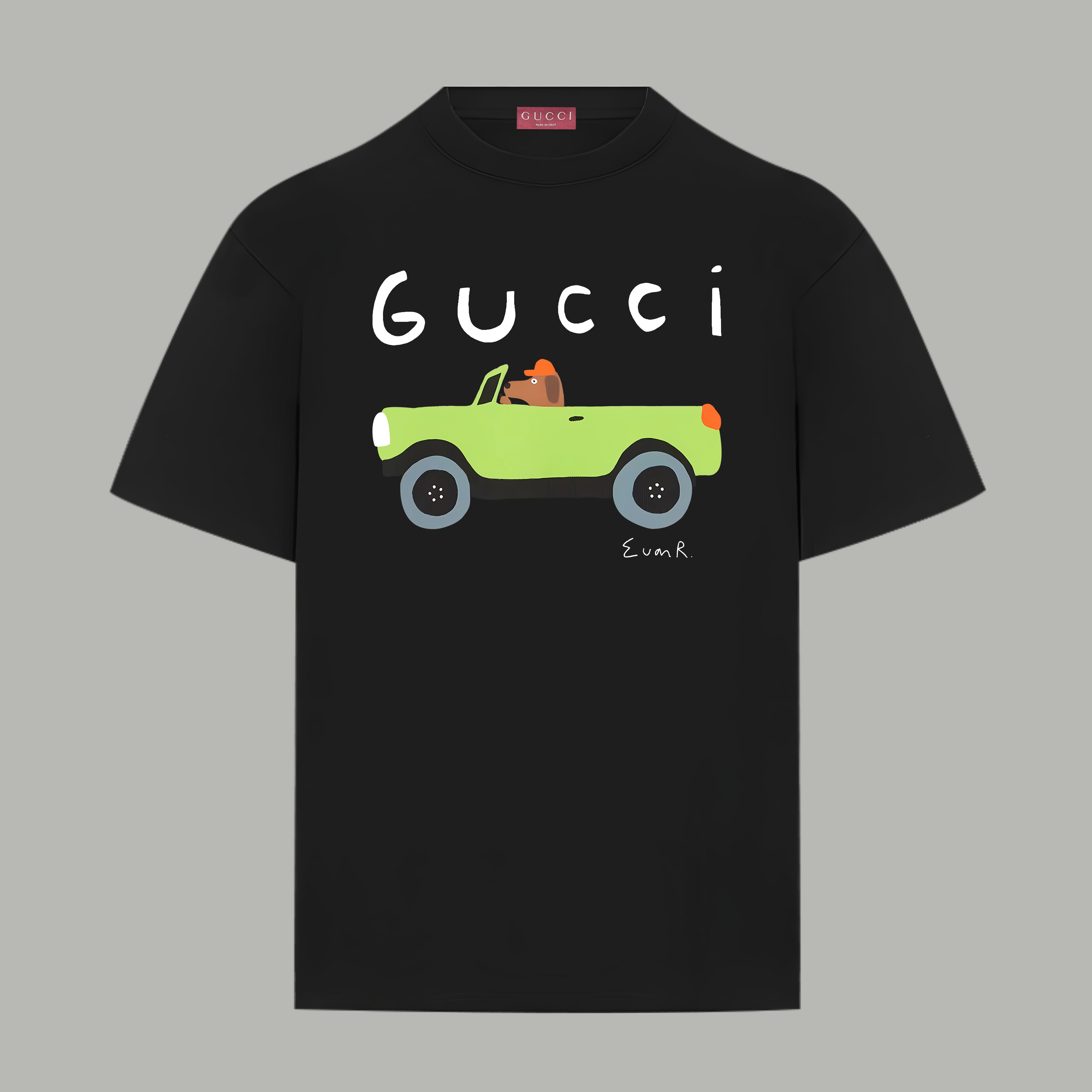 Gucci gucci/古驰《 卡通汽车小狗logo字母》 印花双纱纯棉短袖