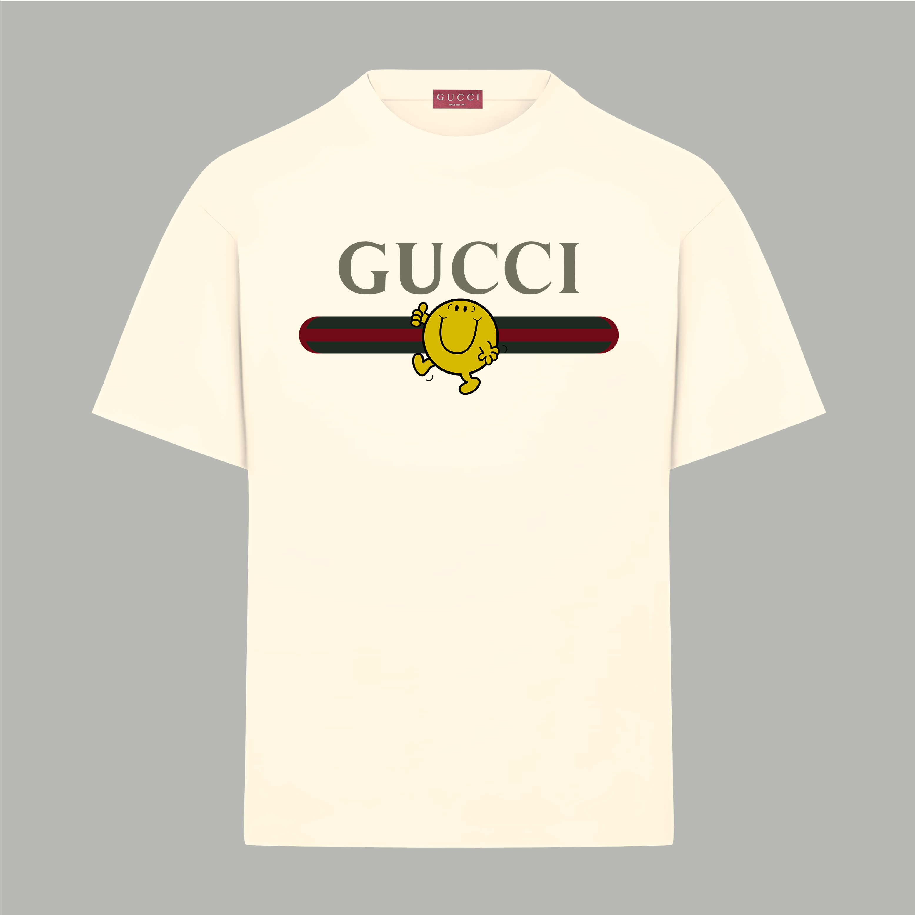 Gucci gucci/古驰《 卡通笑脸小人logo字母》 印花双纱纯棉短袖