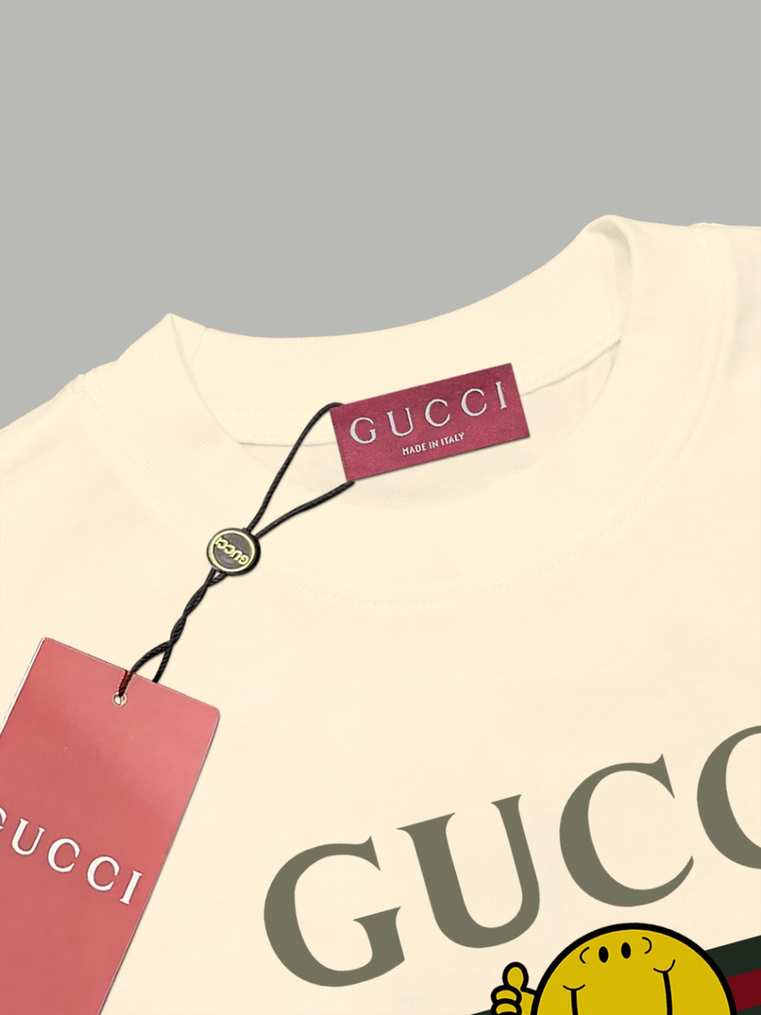 Gucci gucci/古驰《 卡通笑脸小人logo字母》 印花双纱纯棉短袖