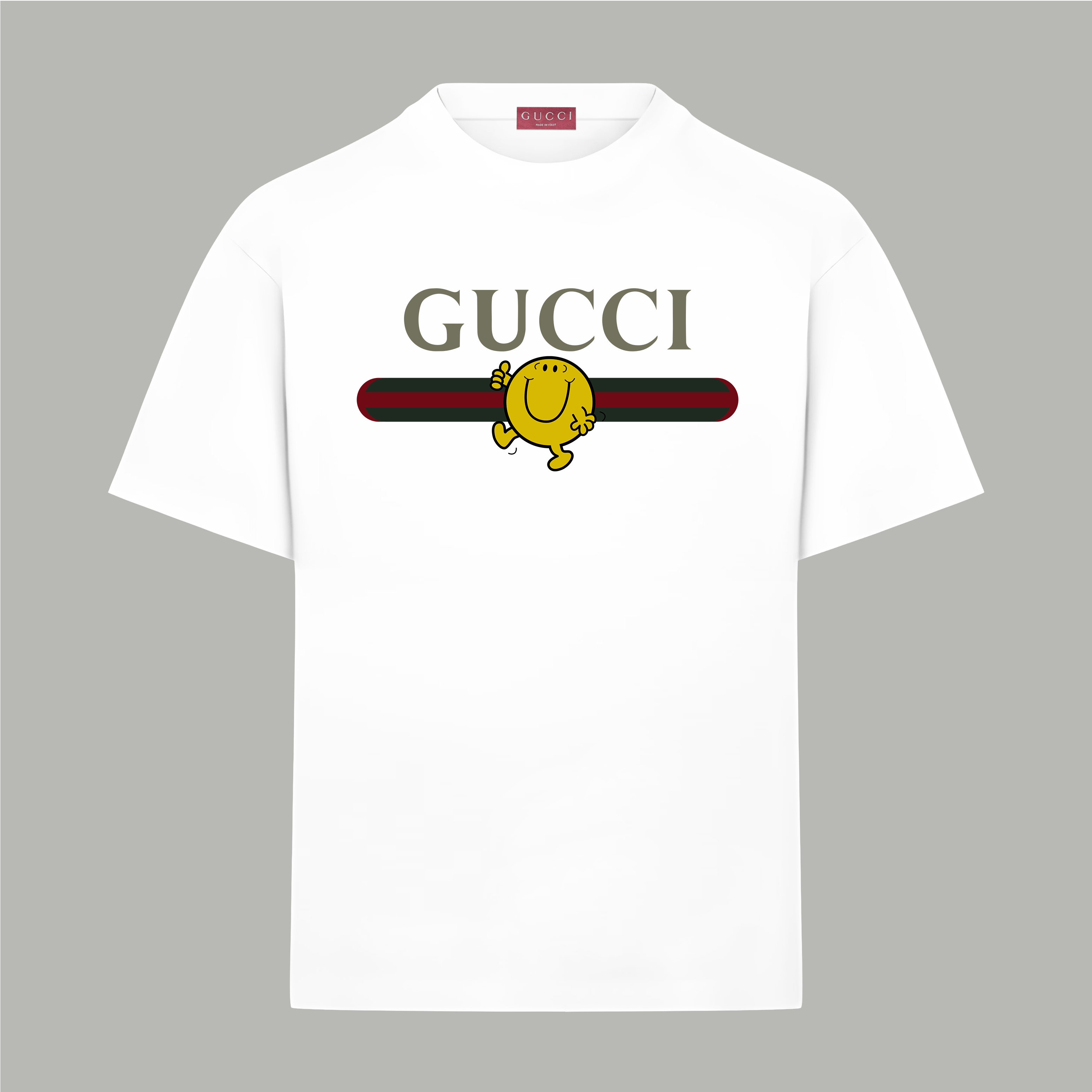 Gucci gucci/古驰《 卡通笑脸小人logo字母》 印花双纱纯棉短袖