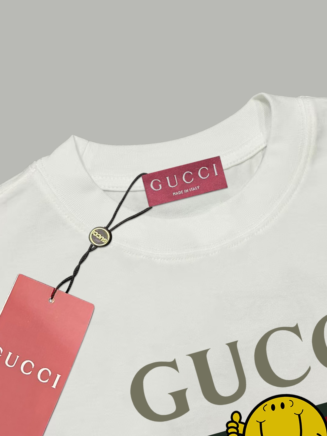 Gucci gucci/古驰《 卡通笑脸小人logo字母》 印花双纱纯棉短袖