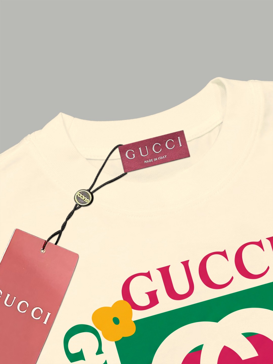 Gucci gucci/古驰《 限定卡通花卉logo字母》 印花双纱纯棉短袖