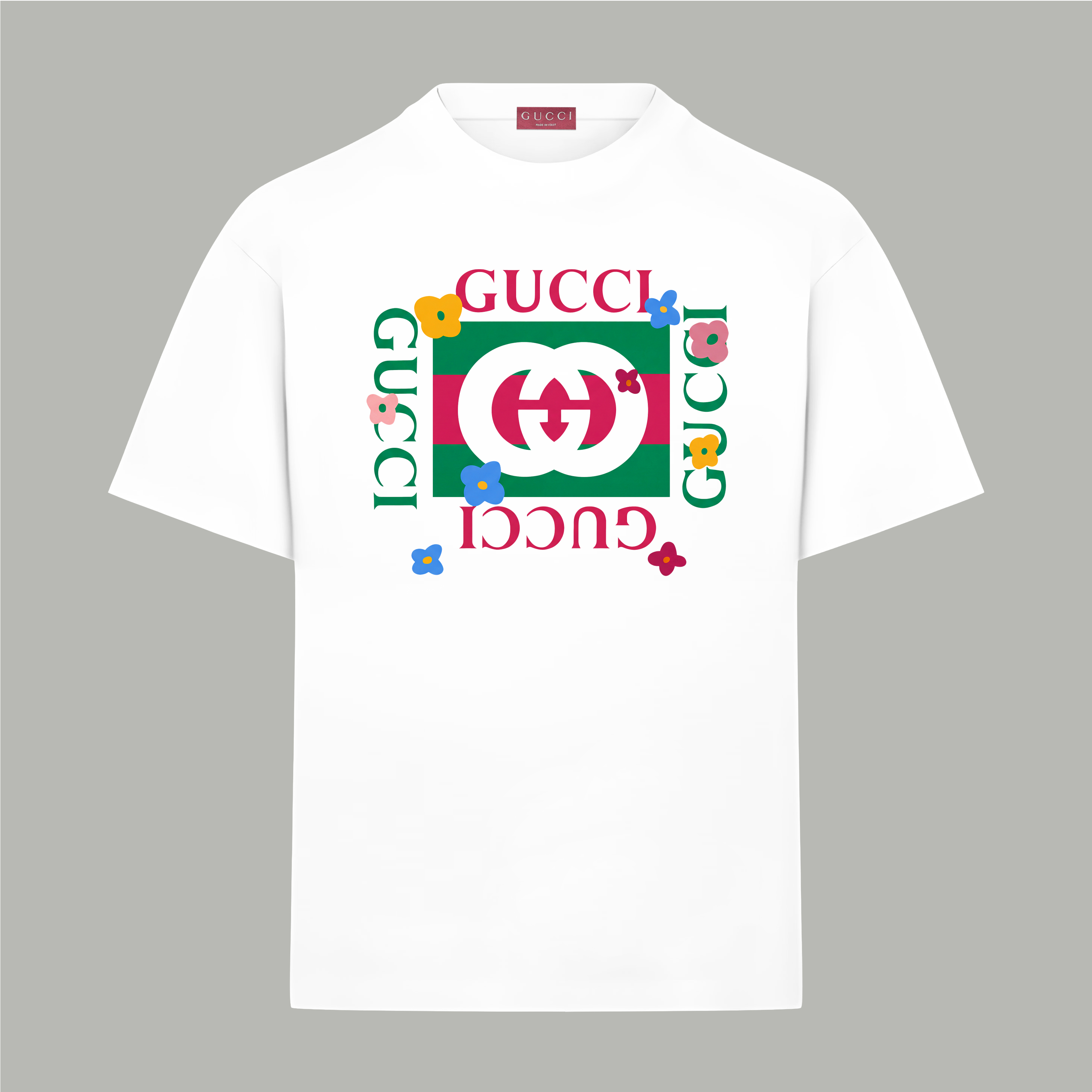 Gucci gucci/古驰《 限定卡通花卉logo字母》 印花双纱纯棉短袖