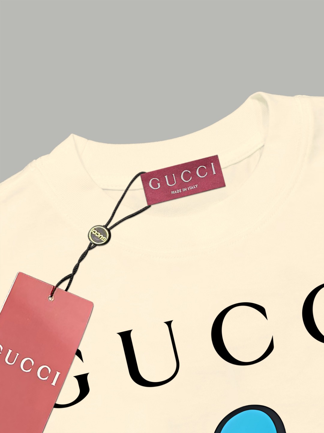 Gucci gucci/古驰《 限定笑脸小人logo字母》 印花双纱纯棉短袖