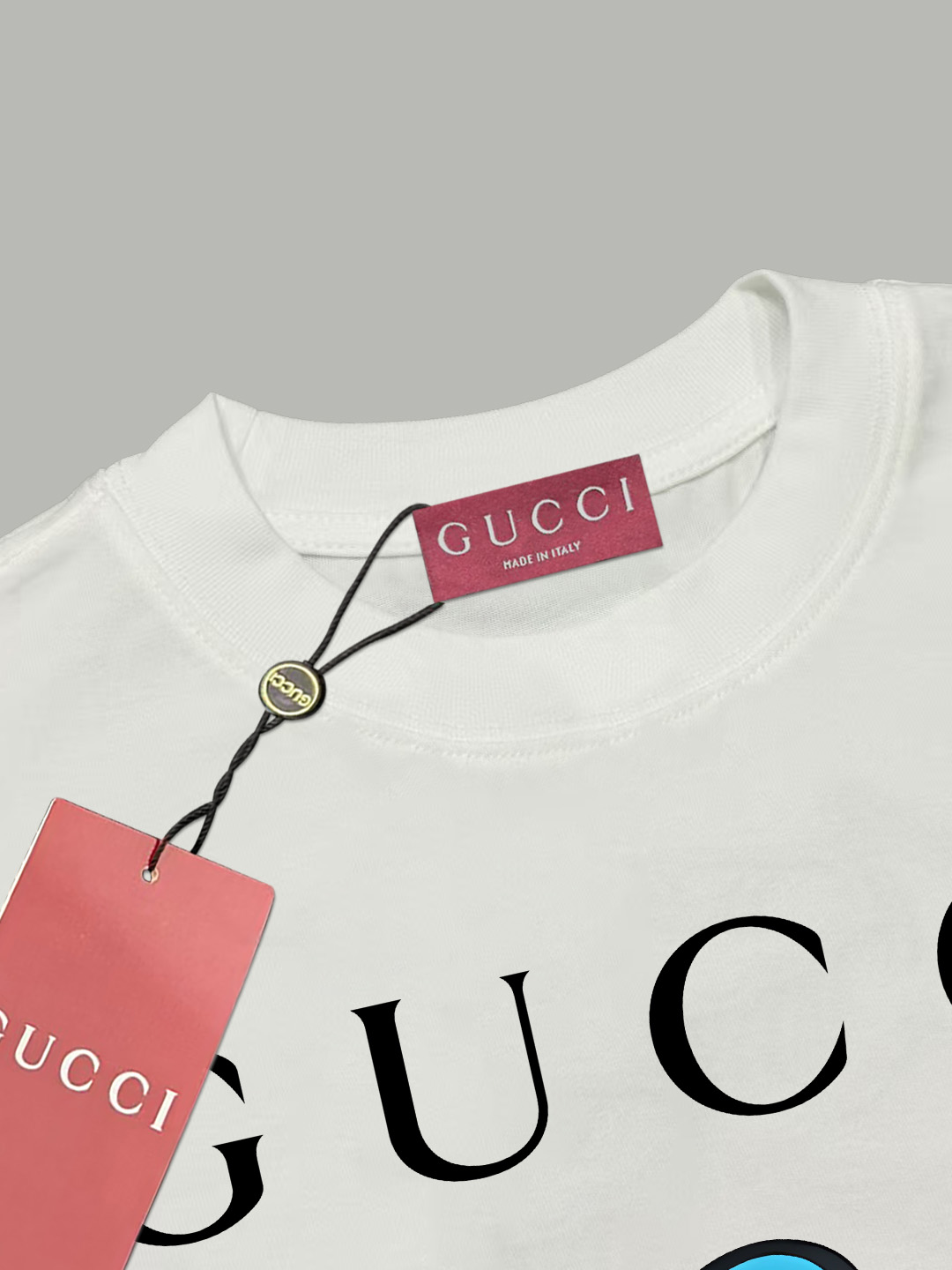 Gucci gucci/古驰《 限定笑脸小人logo字母》 印花双纱纯棉短袖