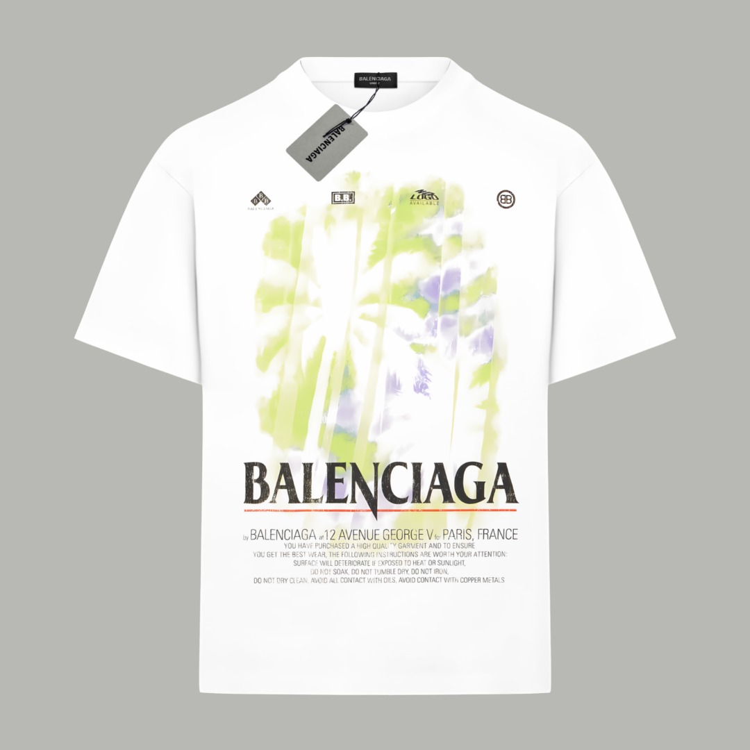 Balenciaga BALENCIAGA/巴黎世家《 限定秀款》 印花双纱纯棉短袖