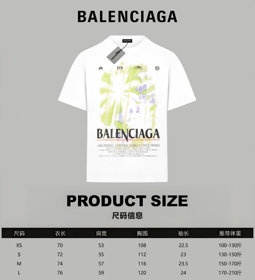Balenciaga BALENCIAGA/巴黎世家《 限定秀款》 印花双纱纯棉短袖