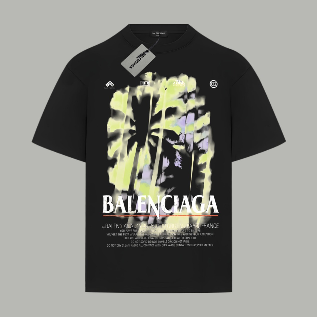 Balenciaga BALENCIAGA/巴黎世家《 限定秀款》 印花双纱纯棉短袖