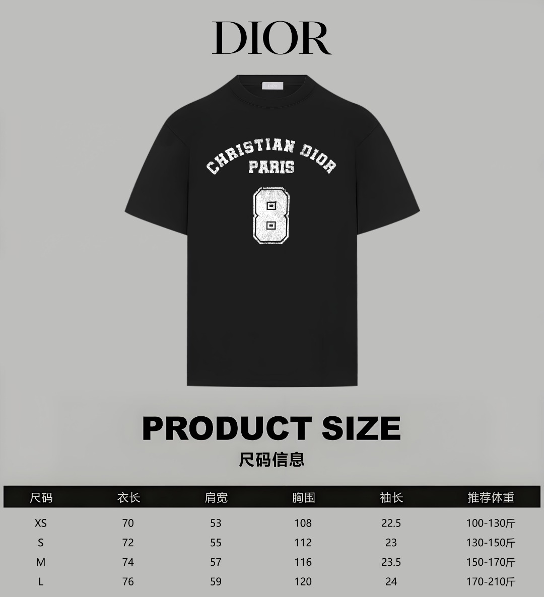 Dior Dior/迪奥 《 限定破损logo8号字母》 印花双纱纯棉短袖