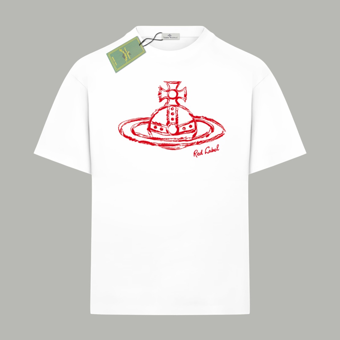 Vivienne Westwood Vivienne Westwood/西太后 《 红色涂鸦土星logo图案》 印花双纱纯棉短袖