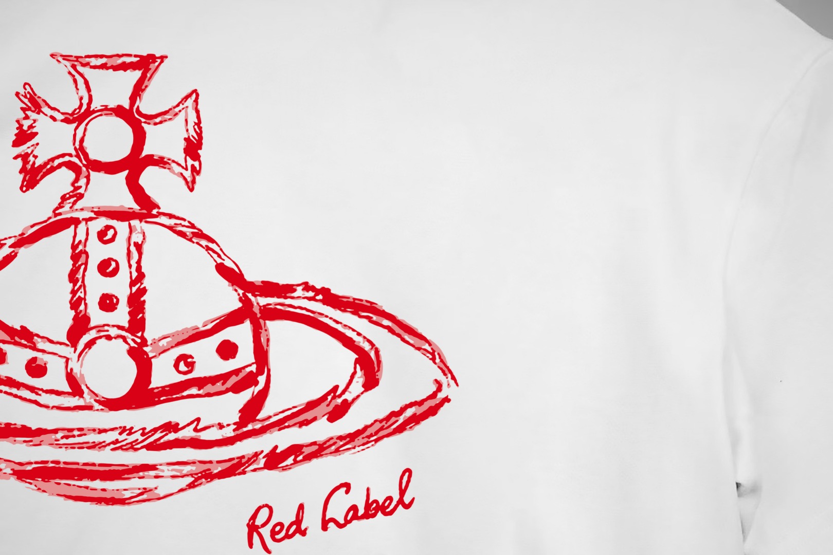 Vivienne Westwood Vivienne Westwood/西太后 《 红色涂鸦土星logo图案》 印花双纱纯棉短袖