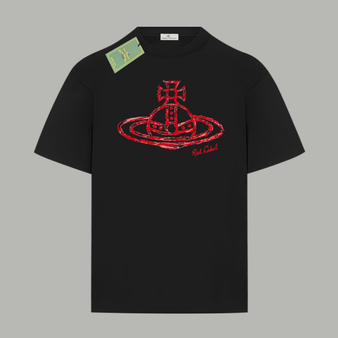 Vivienne Westwood Vivienne Westwood/西太后 《 红色涂鸦土星logo图案》 印花双纱纯棉短袖
