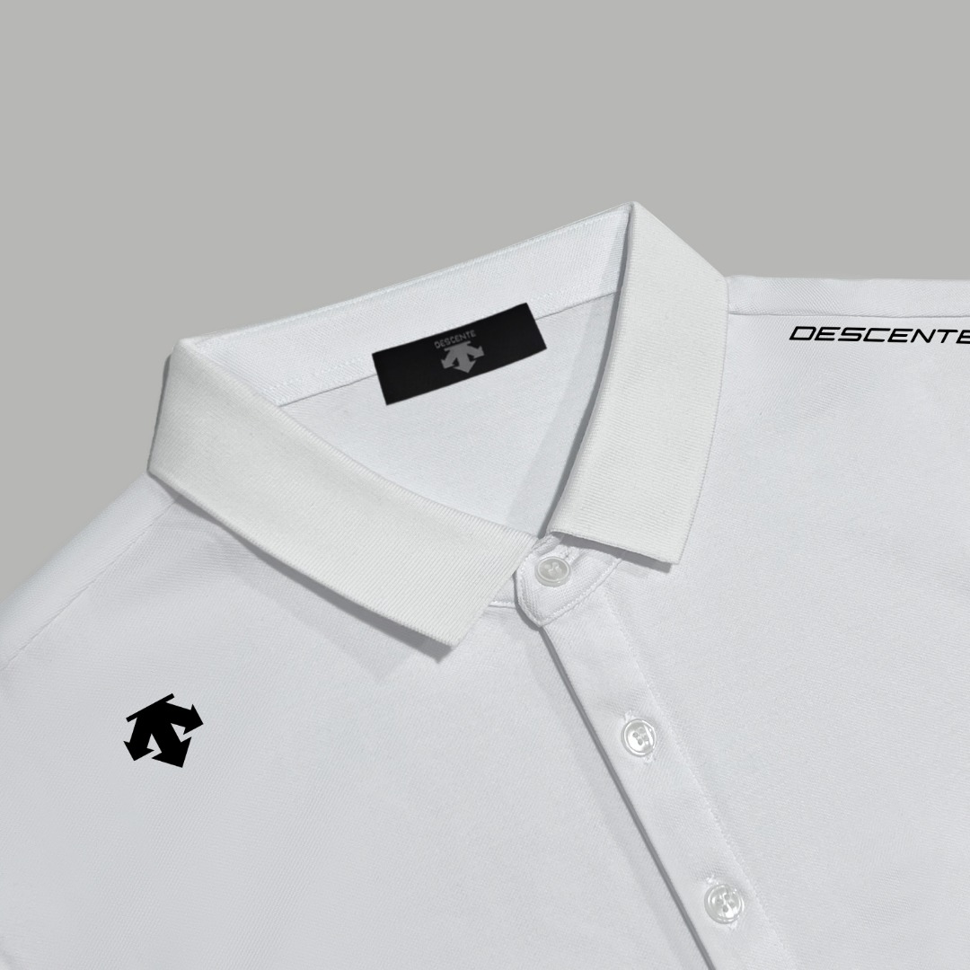 Descente 款式： DESCENTE/迪桑特 硅胶logo字母 翻领Polo衫短袖