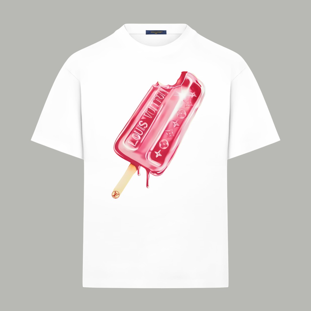 Louis Vuitton LOUIS VUITTON/路易斯威登 《 手绘冰淇淋》 印花双纱纯棉短袖