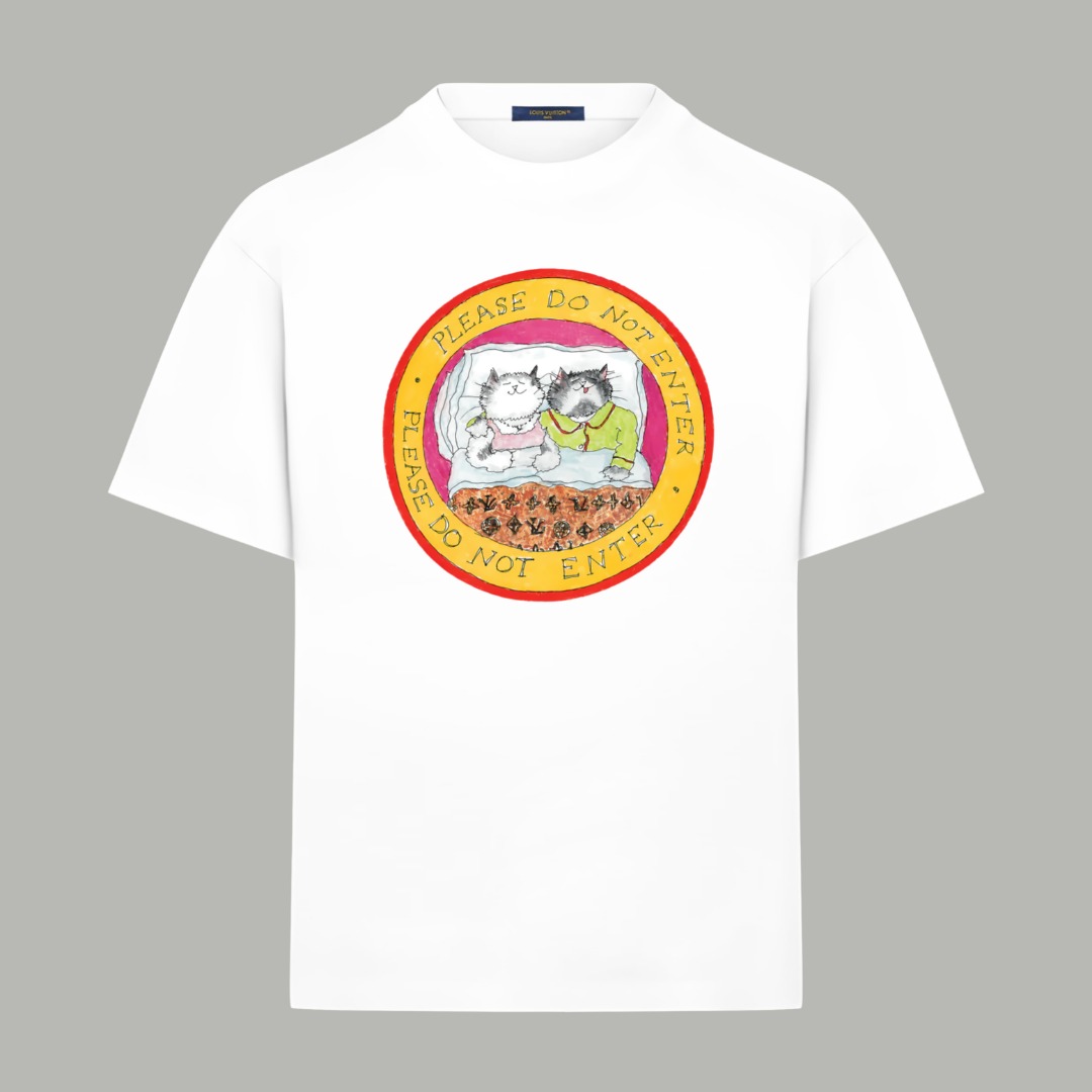 Louis Vuitton LOUIS VUITTON/路易斯威登 《 漫画猫咪》 印花双纱纯棉短袖