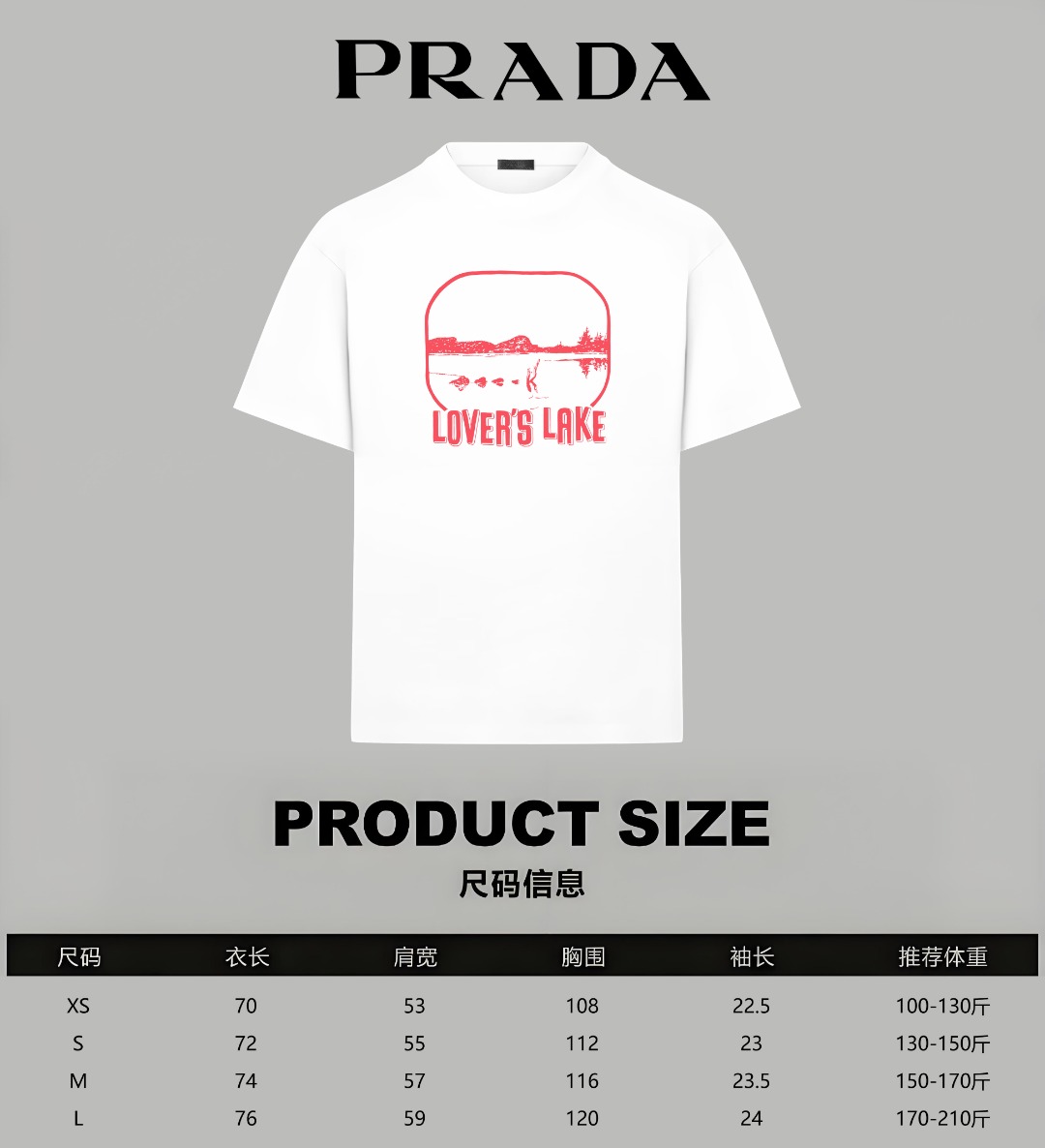 Prada Prada/普拉达 《 湖边风景》 印花双纱纯棉短袖