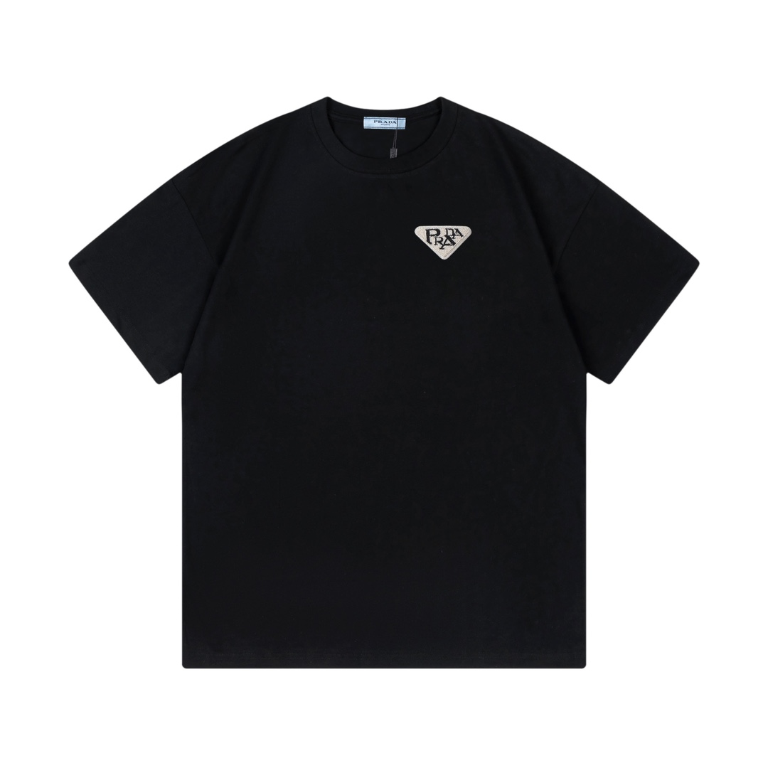 Prada Clothing T-Shirt Black White Unisex Cotton Short Sleeve