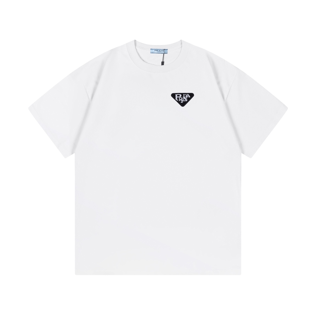 AAA Class Replica
 Prada Clothing T-Shirt Black White Unisex Cotton Short Sleeve