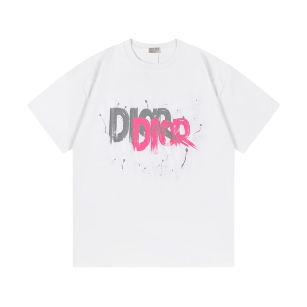 Dior Clothing T-Shirt Black Doodle White Unisex Cotton Short Sleeve