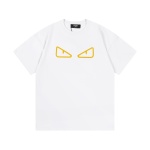 Fendi Clothing T-Shirt Black White Unisex Silica Gel Short Sleeve