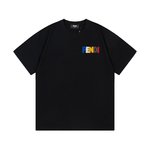 Fendi Clothing T-Shirt Black White Unisex Short Sleeve