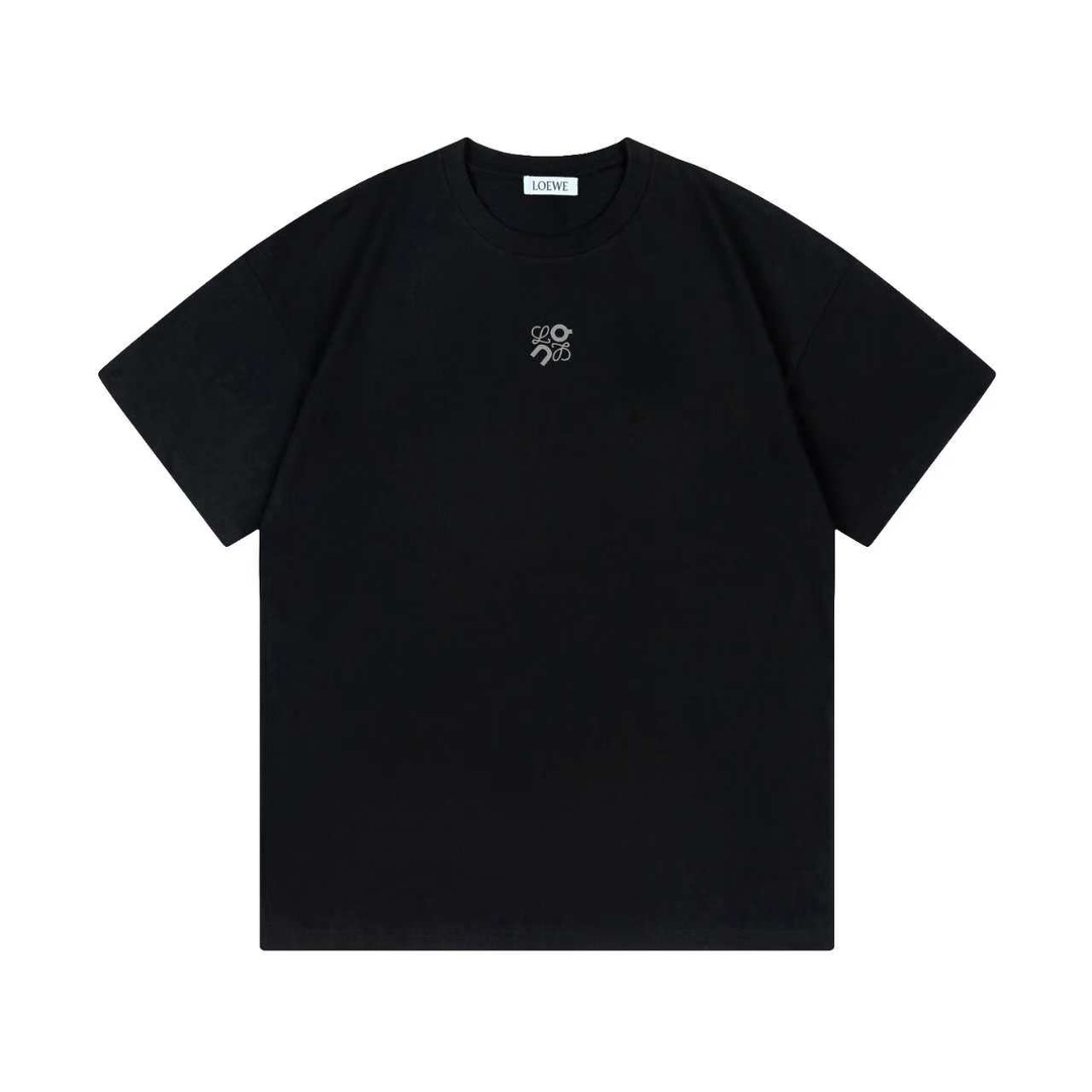 🅿️85 LOEWE 罗意威 2025新款 联名昂跑on 前后联名字母logo 男女同款 短袖t恤 ·定制280克100％双纱纯棉面料 ·定染32支双股螺纹 ·康丽数码直喷工艺 ·领标吊牌主唛三标齐全 颜色：黑色 尺码：XS-L