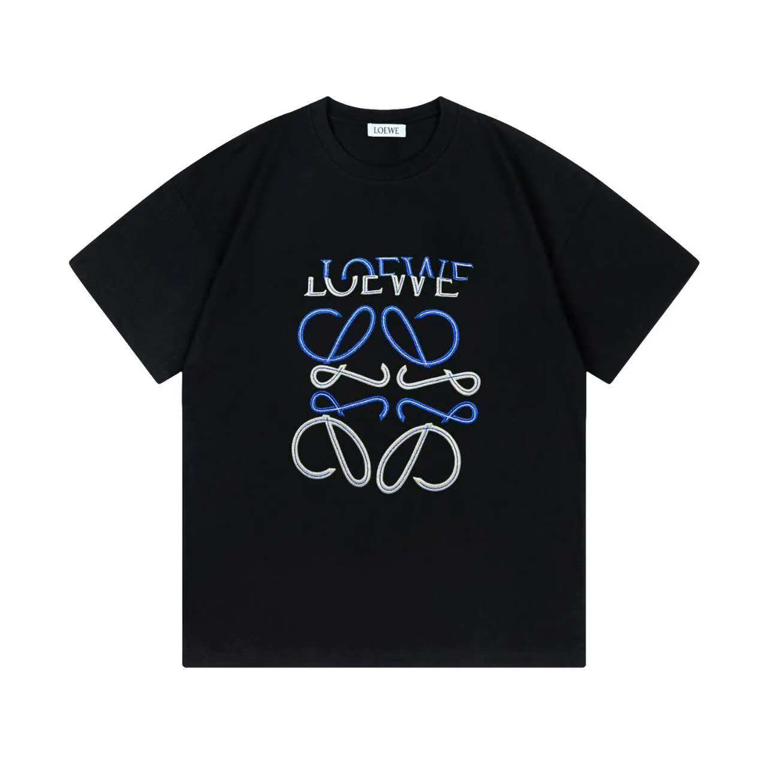 🅿️85 LOEWE 罗意威 2025 Nuevo logo bordado descentrado, unisex, camiseta de manga corta ·Algodón puro personalizado de 280…