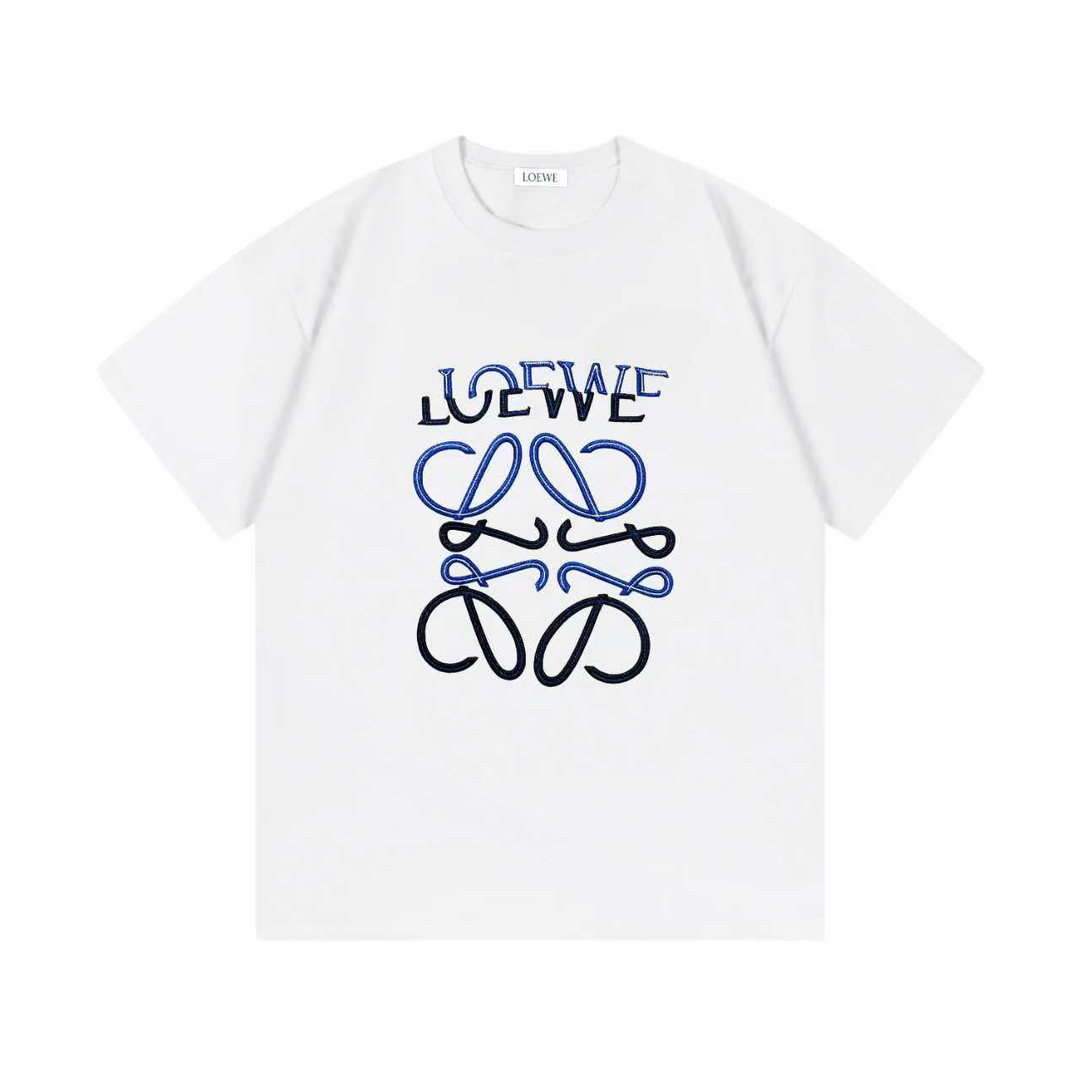 🅿️85 LOEWE 罗意威 2025 Nuevo logo bordado descentrado, unisex, camiseta de manga corta ·Algodón puro personalizado de 280…